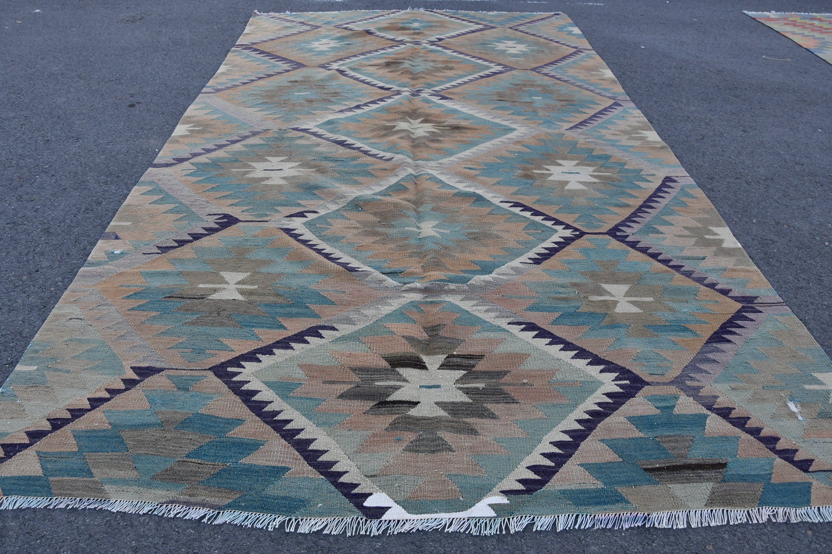 Turkish Rugs, Moroccan Rugs, Kilim, Blue  5.5x9.8 ft Large Rugs, Vintage Rug, Living Room Rugs, Cool Rugs, Dining Room Rug