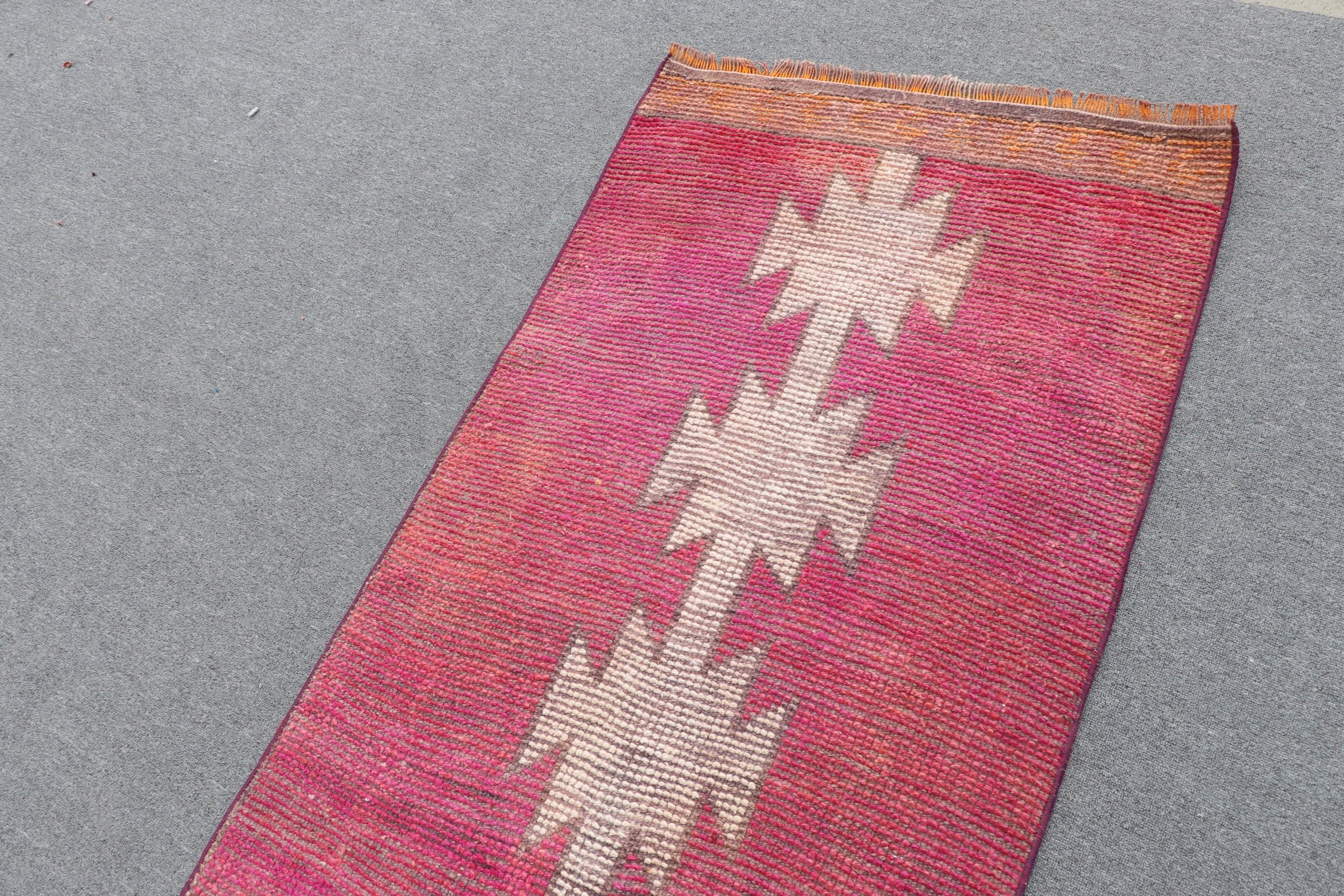 Merdiven Halısı, Koridor Halısı, Yer Halısı, Yün Halısı, Türk Halısı, Vintage Halı, Koridor Halıları, 2.8x11.3 ft Koşucu Halısı, Pembe Fas Halıları