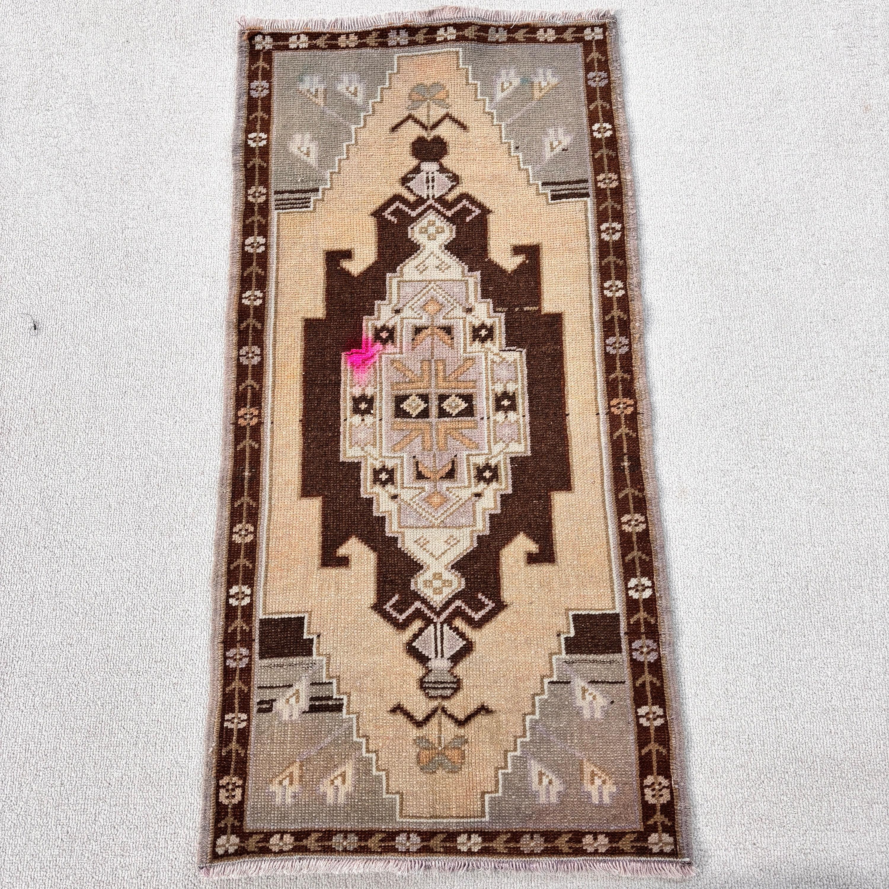 Car Mat Rug, Floor Rug, Kitchen Rugs, 1.6x3.2 ft Small Rug, Brown Geometric Rug, Flatweave Rugs, Vintage Rugs, Aztec Rug, Turkish Rug