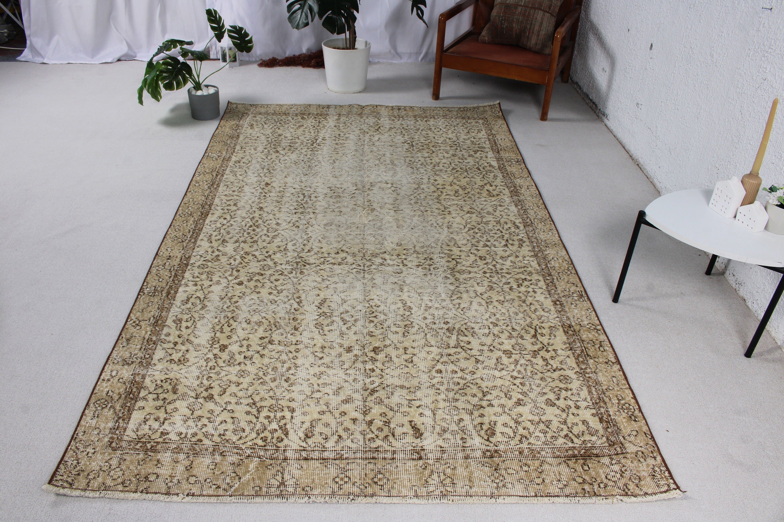 Yemek Odası Halıları, Vintage Halı, Bej Yatak Odası Halısı, 5x8,3 ft Büyük Halı, Salon Halıları, Açıklama Halısı, Türk Halısı, Mutfak Halısı, Salon Halısı