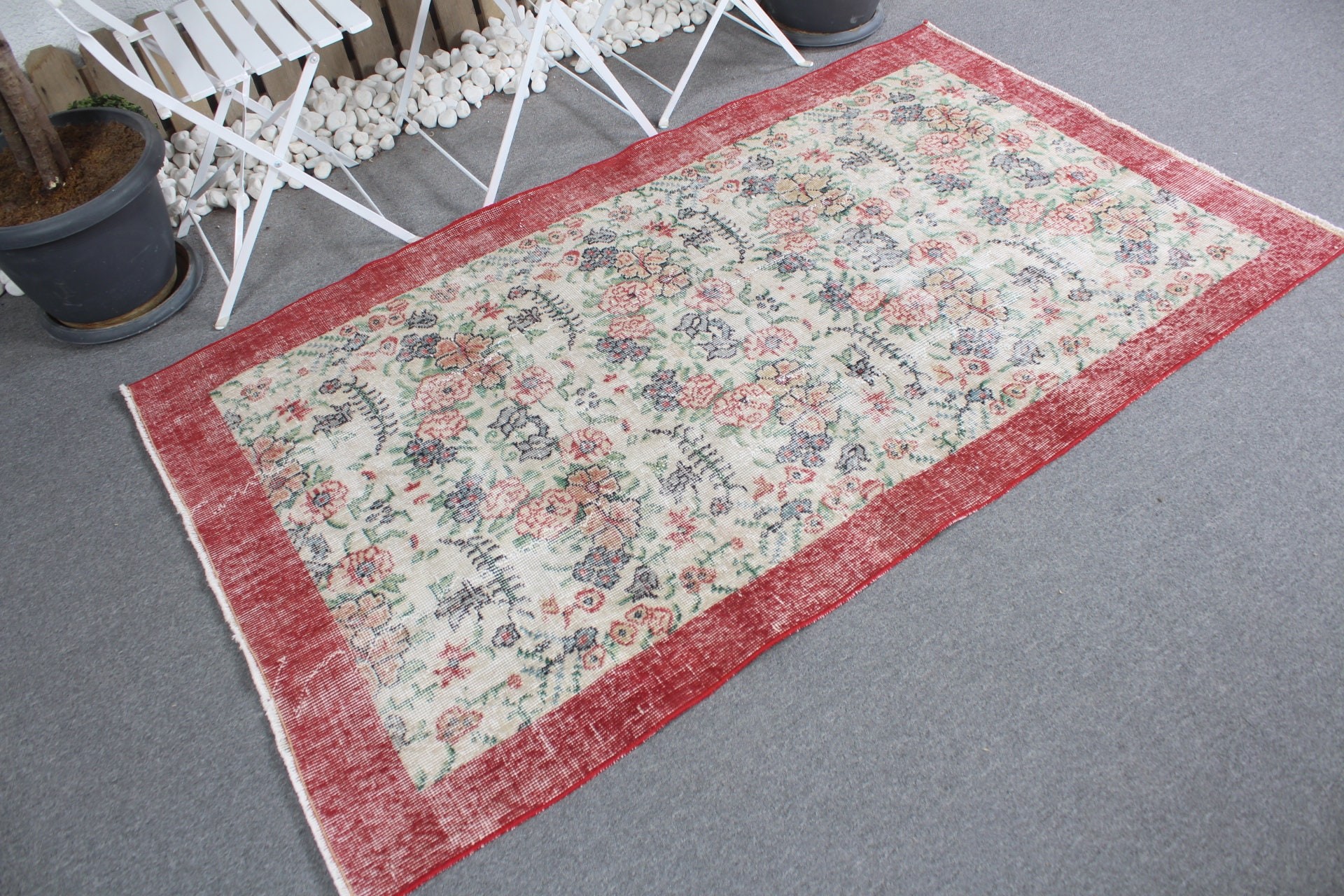 Vintage Rugs, Rugs for Bedroom, Wool Rugs, Indoor Rug, 3.8x6.5 ft Area Rug, Red Antique Rug, Vintage Decor Rug, Turkish Rug, Bedroom Rug