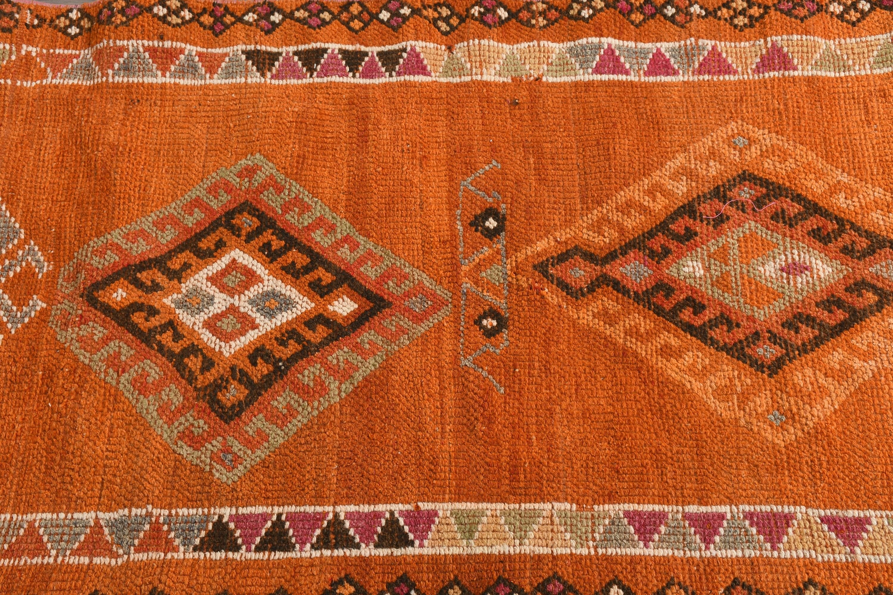 2.7x11.6 ft Runner Rug, Vintage Rugs, Corridor Rug, Oriental Rug, Turkish Rugs, Orange Moroccan Rug, Hallway Rug, Bright Rug, Bedroom Rug