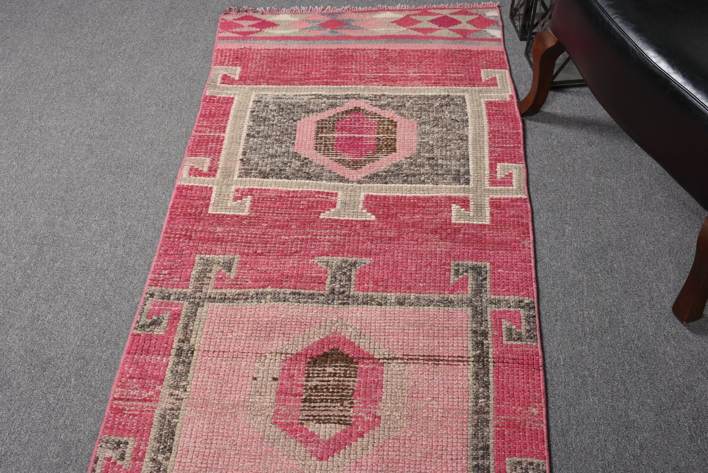 Pink Oushak Rug, Kitchen Rug, Vintage Rugs, Bedroom Rugs, 2.7x11 ft Runner Rug, Rugs for Corridor, Turkish Rugs, Hallway Rug