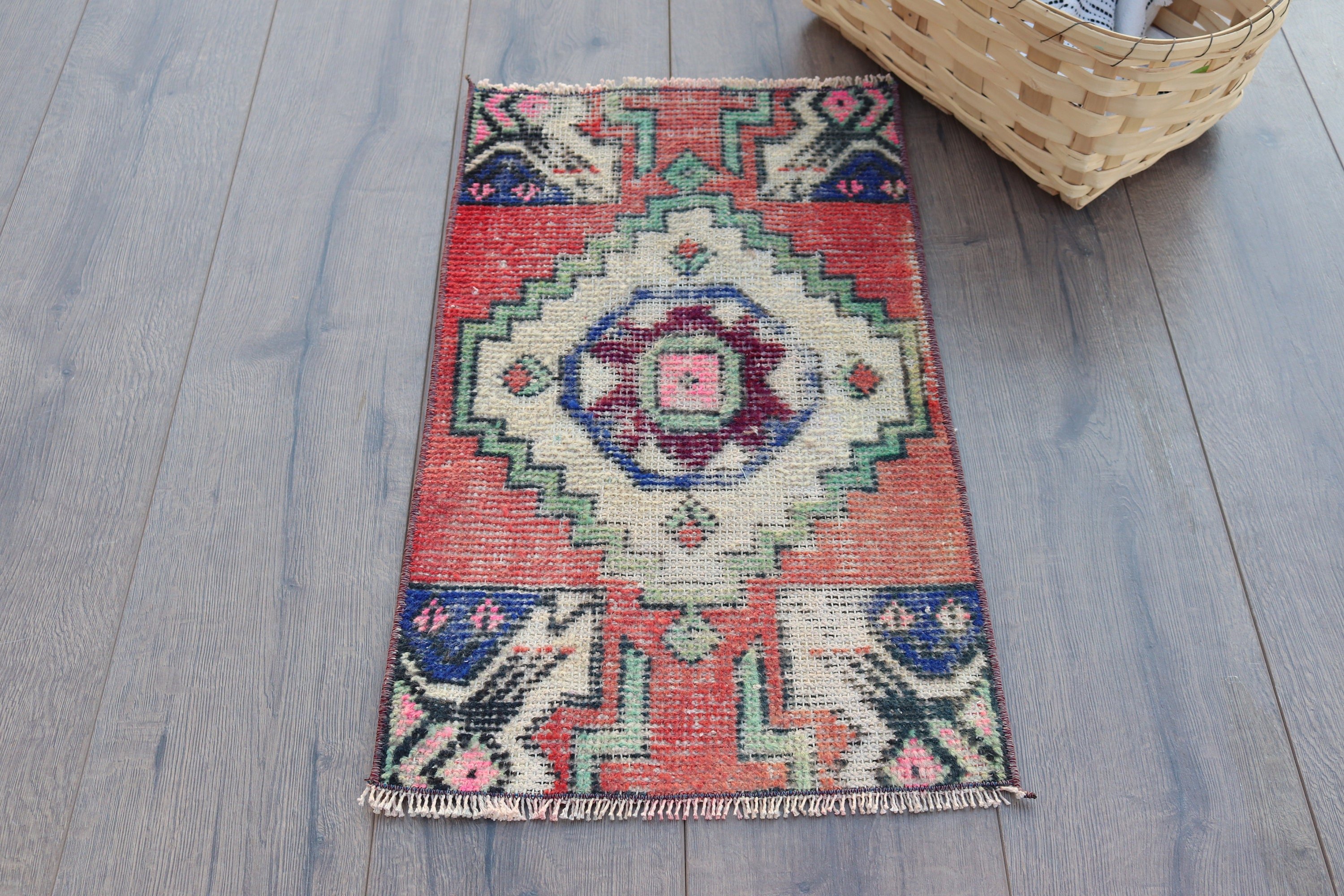 Oushak Rugs, Red Antique Rug, 1.3x2.2 ft Small Rug, Entry Rugs, Car Mat Rugs, Vintage Rugs, Antique Rug, Bath Mat Cute Rug, Turkish Rugs