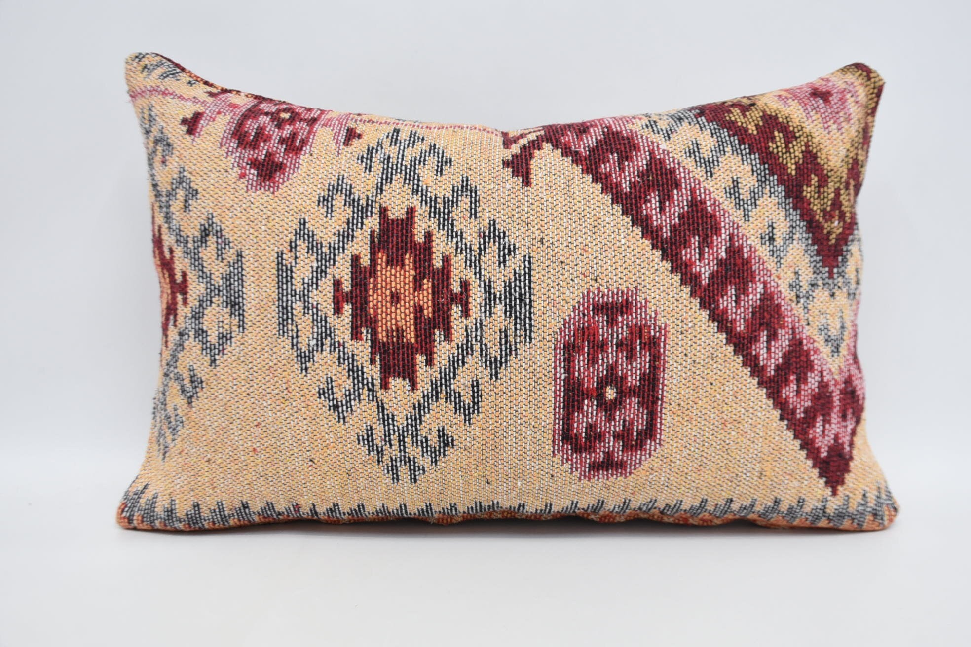 Home Decor Pillow, Designer Throw Pillow Sham, 16"x24" Orange Pillow Case, Kilim Pillow Cover, Boho Pillow Sham Cover