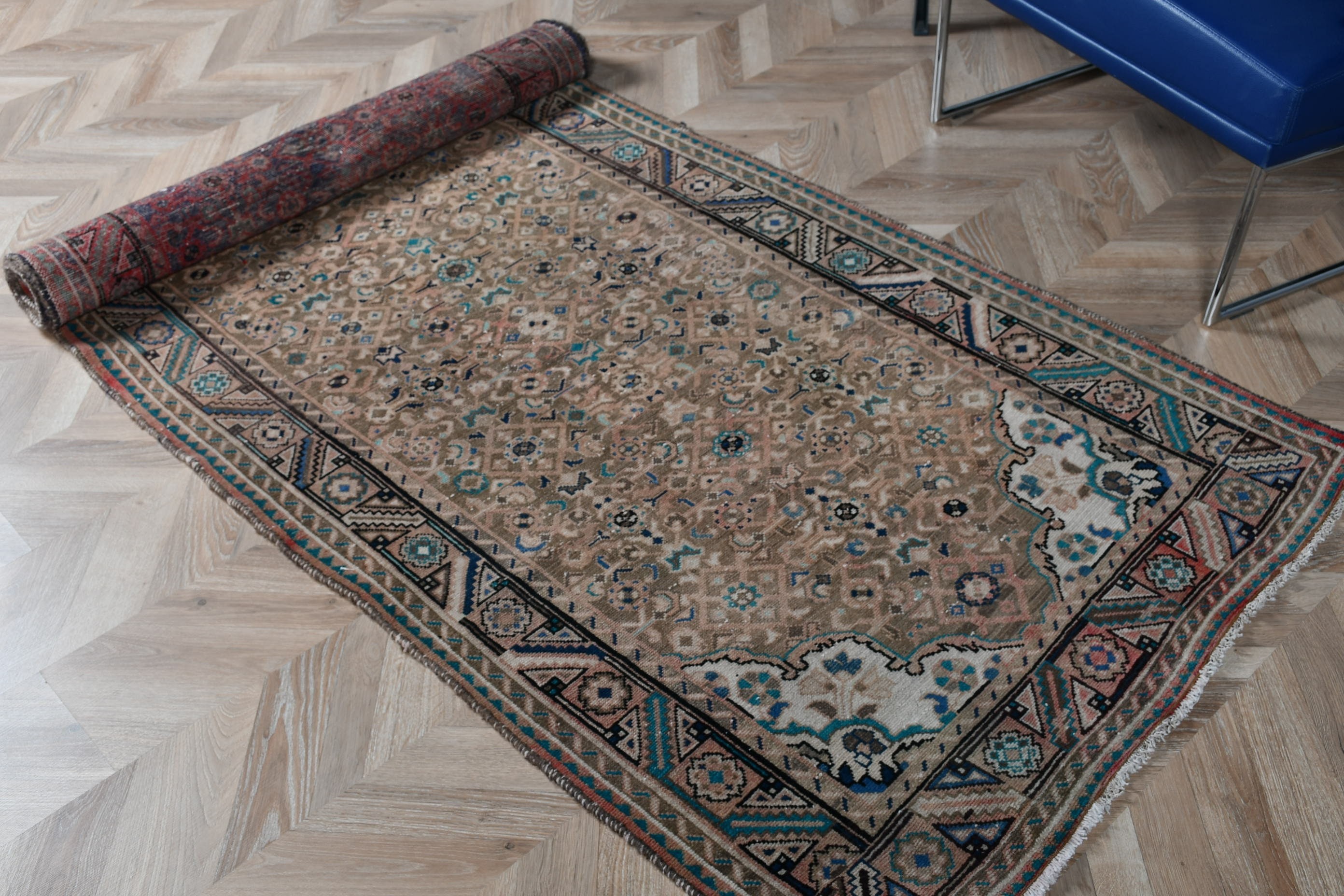 Kahverengi Yün Halı, Mutfak Halısı, 3.4x10.1 ft Yolluk Halıları, Türk Halıları, Sanat Halısı, Koridor Halıları, Oryantal Halı, Vintage Halı, Ev Dekorasyonu Halısı