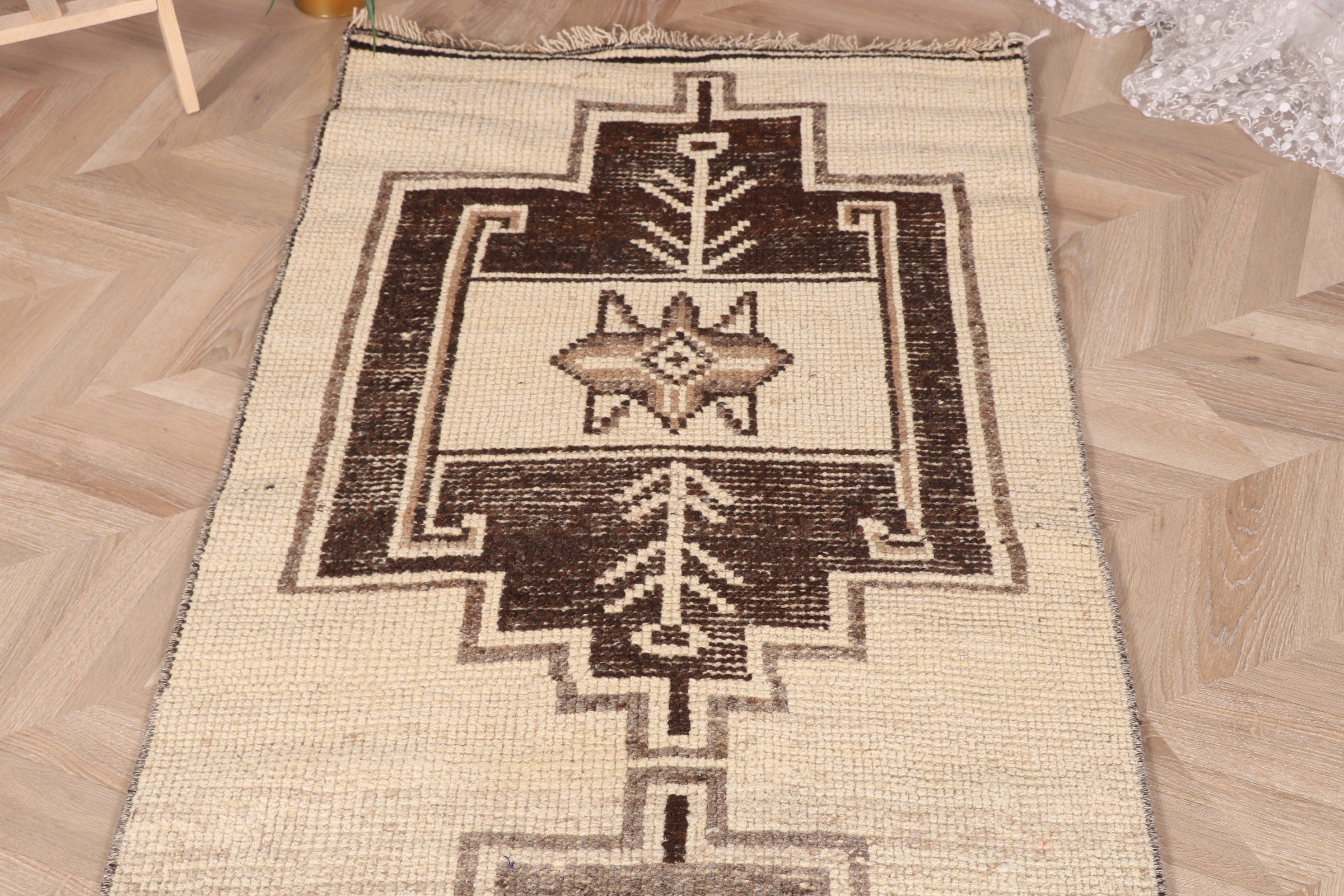 Vintage Halı, Lüks Halılar, Mutfak Halıları, Türk Halıları, Uzun Yolluk Halıları, Boho Halıları, Oushak Halısı, 2,9x10,3 ft Yolluk Halısı, Bej Anadolu Halıları