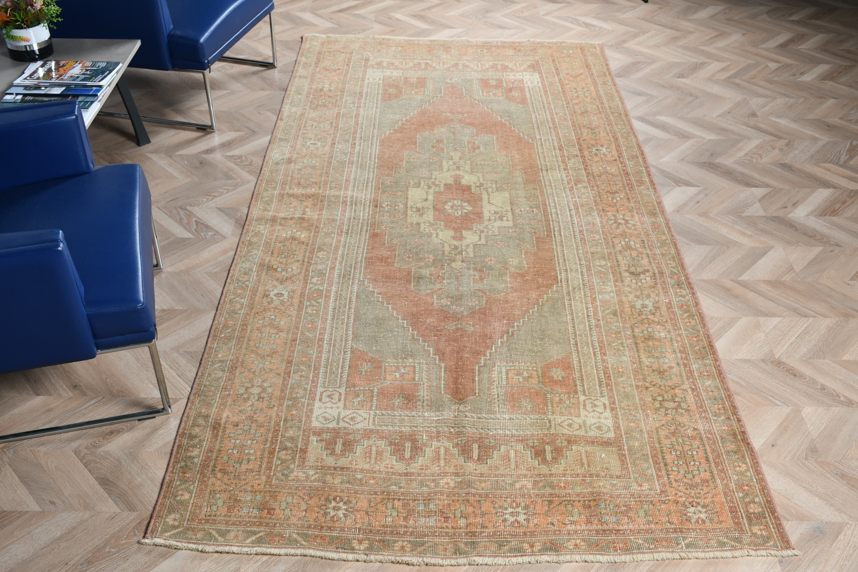 Türk Halıları, Yatak Odası Halıları, Oryantal Halı, Oushak Halısı, 4,8x9,9 ft Büyük Halı, Oturma Odası Halısı, Salon Halıları, Bej Havalı Halılar, Vintage Halılar