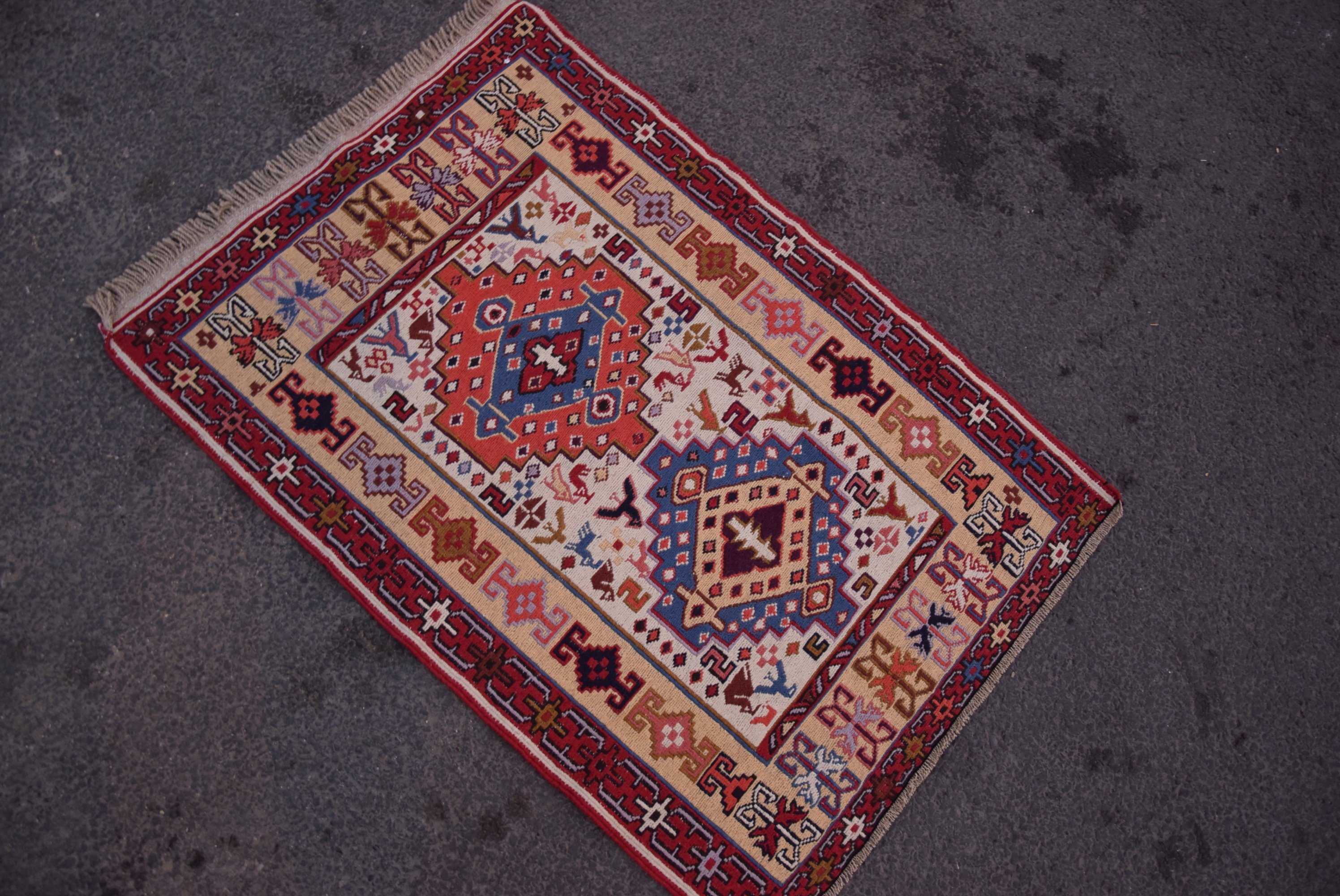 Red Floor Rug, Cute Rugs, Turkish Rugs, Wall Hanging Rug, Kilim, 2.3x3.3 ft Small Rug, Bath Rugs, Floor Rugs, Anatolian Rugs, Vintage Rug