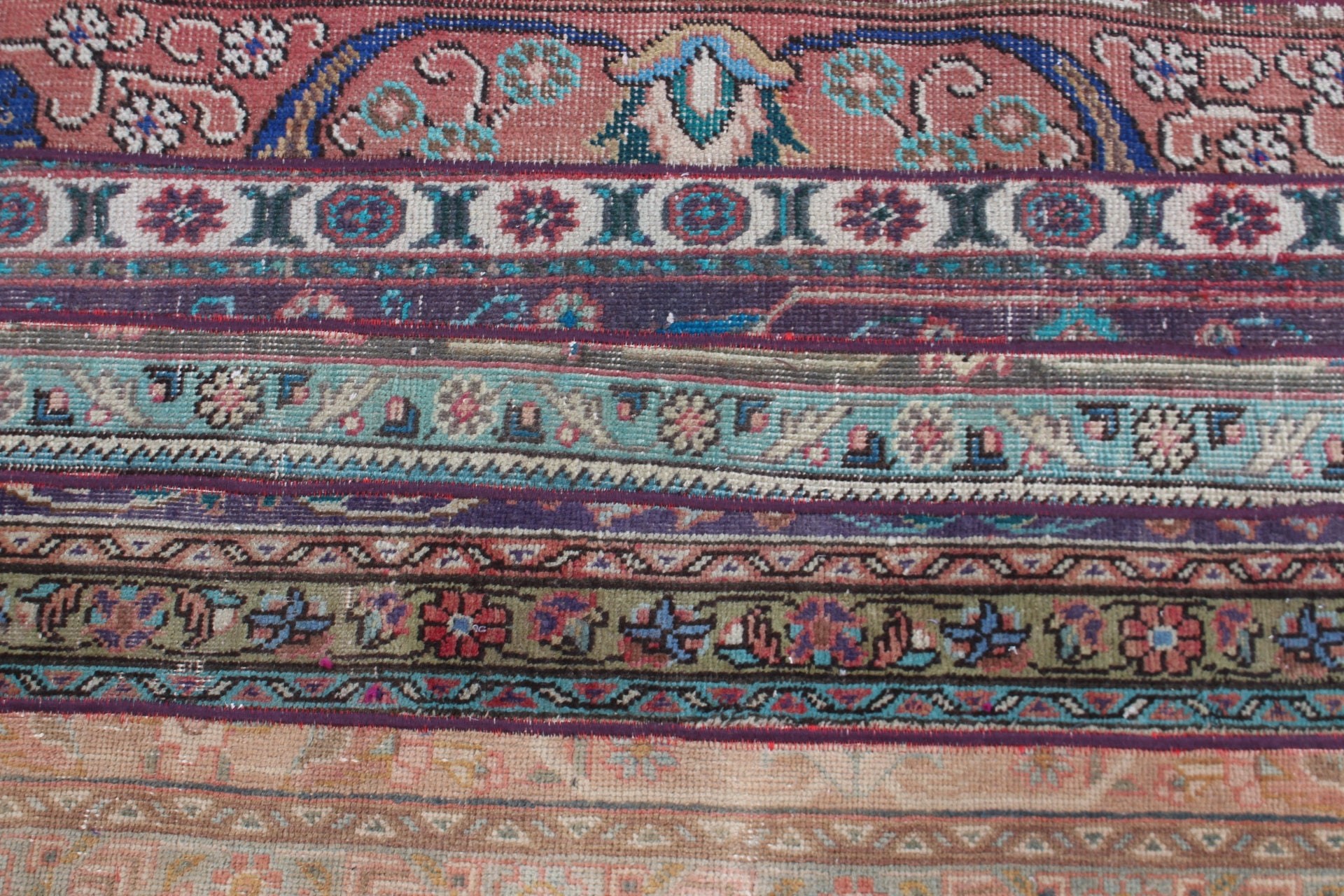 Merdiven Halısı, 2.2x7.2 ft Koşucu Halıları, Aztek Halısı, Vintage Halı, Türk Halısı, Ev Dekor Halıları, Oushak Halıları, Yeşil Antika Halılar, Koridor Halıları