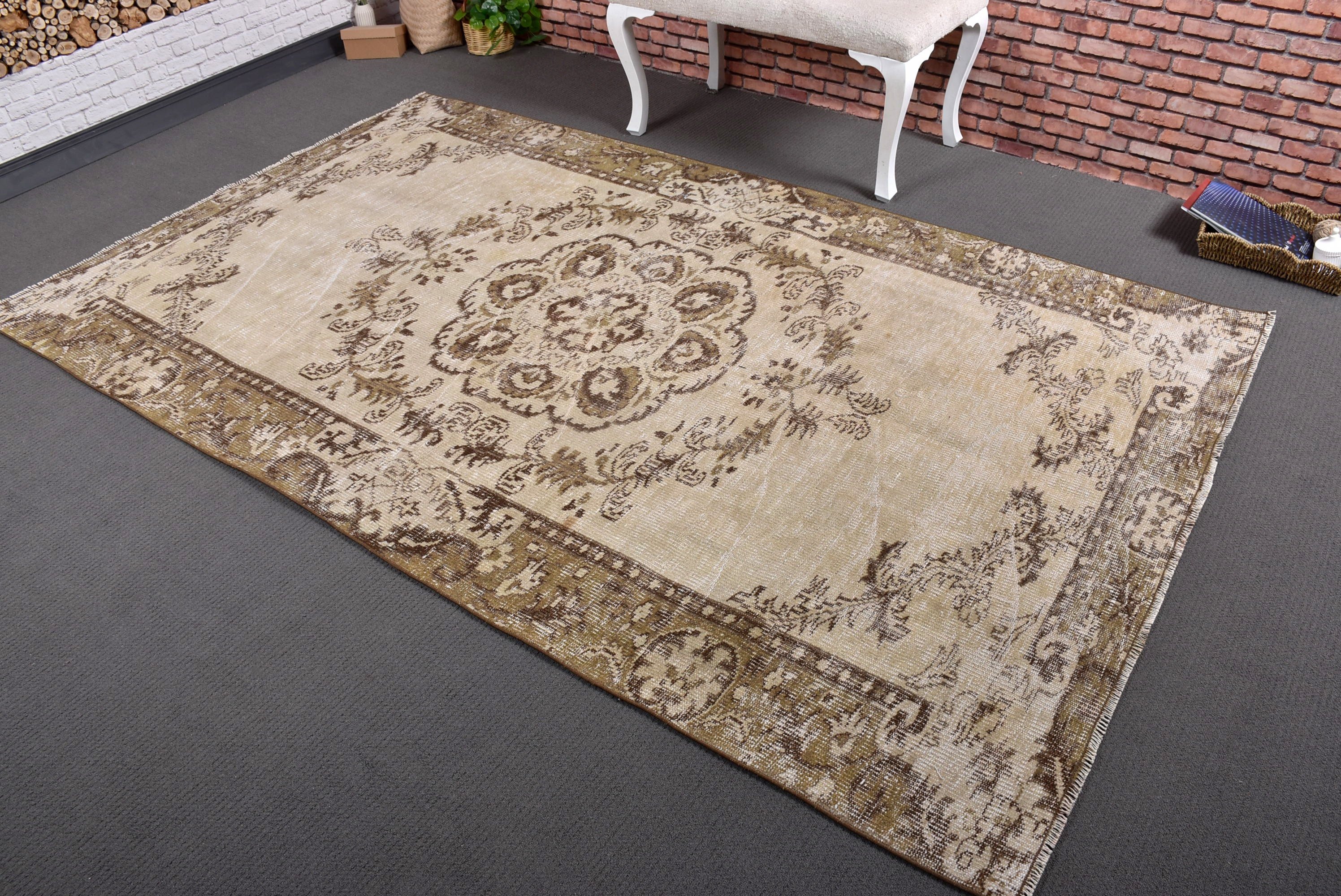 Vintage Rugs, Bedroom Rugs, Cool Rugs, Large Vintage Rug, 5.2x8.6 ft Large Rug, Turkey Rug, Beige Geometric Rug, Turkish Rug, Statement Rug