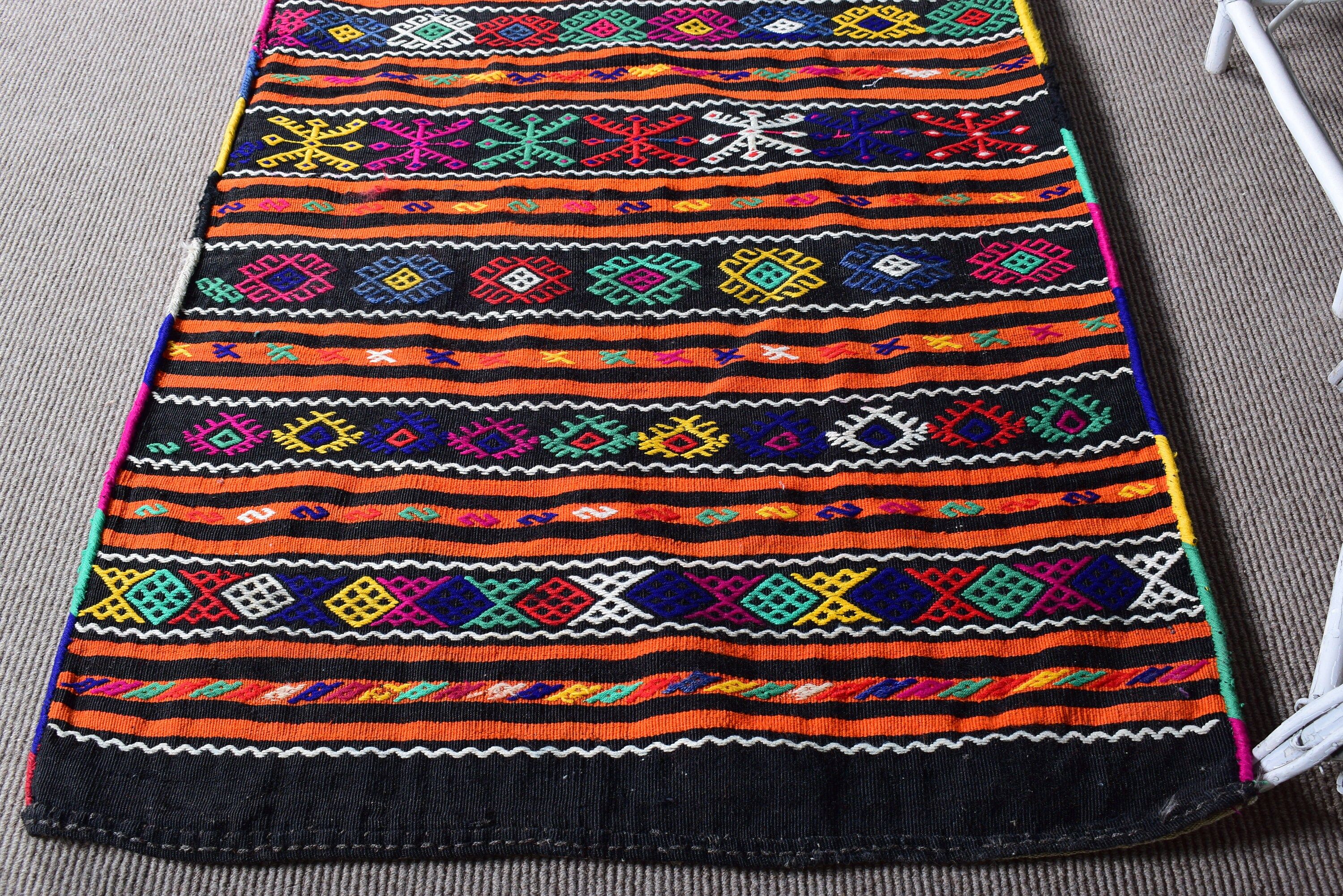 Türk Halıları, 3.4x6.2 ft Accent Halı, Turuncu Antika Halı, Vintage Halılar, Dekoratif Halılar, Boho Accent Halı, Kilim, Lüks Halılar