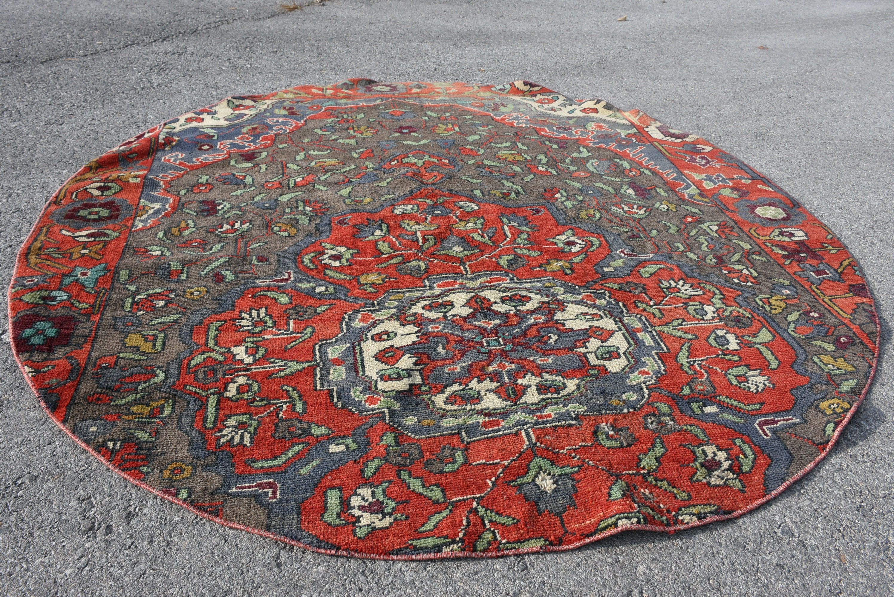 Vintage Rug, Red Bedroom Rug, Floor Rugs, Rugs for Bedroom, 5.2x5.2 ft Area Rug, Nursery Rug, Oushak Rug, Turkish Rug, Oriental Rug