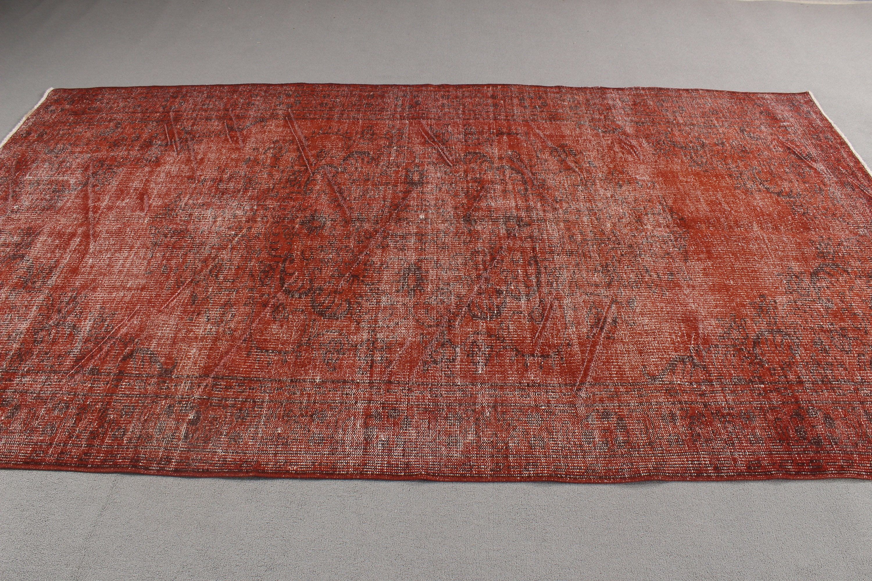 Vintage Rugs, Statement Rug, Salon Rugs, Anatolian Rugs, Turkish Rug, Red Oushak Rug, Luxury Rug, Bedroom Rug, 5.5x9.5 ft Large Rugs