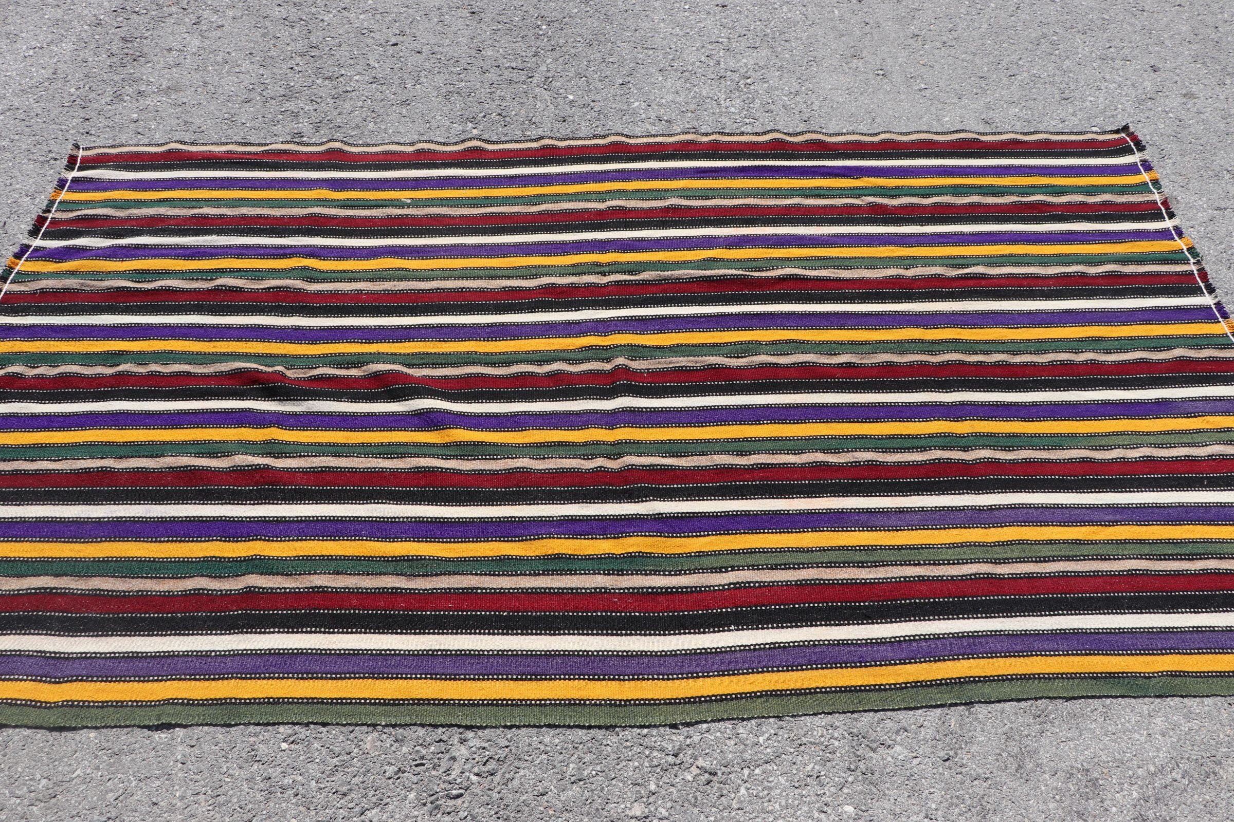 Sarı 4.4x7.6 ft Alan Halısı, Türk Halıları, Mutfak Halıları, Fas Halısı, Yer Halıları, Kilim, Vintage Halı, Oturma Odası Halıları