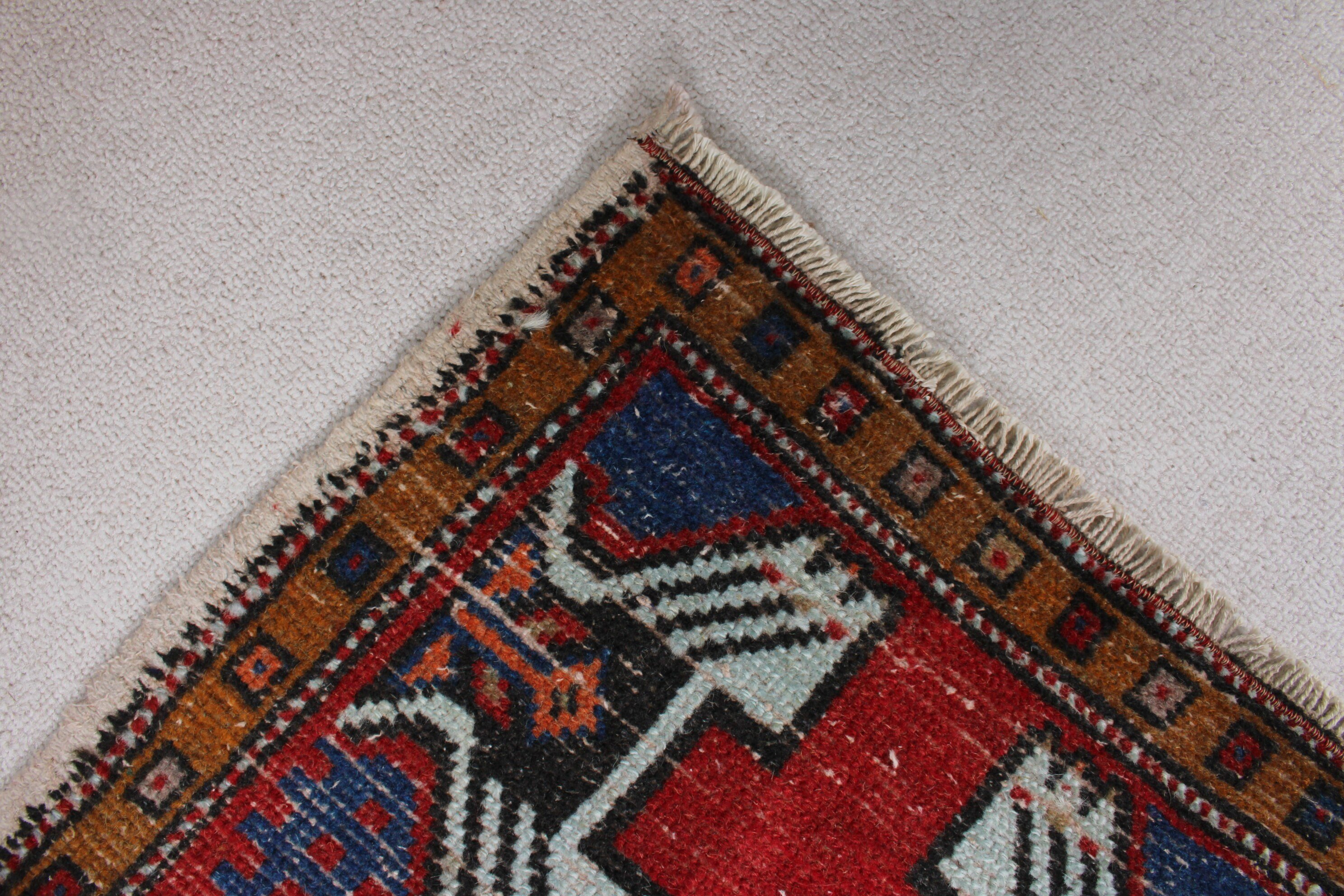 Gri Antika Halılar, Türk Halısı, Boho Halısı, 1.4x3.2 ft Küçük Halı, Düz Dokuma Halı, Vintage Halılar, Geometrik Halı, Araba Paspas Halısı, Küçük Vintage Halılar