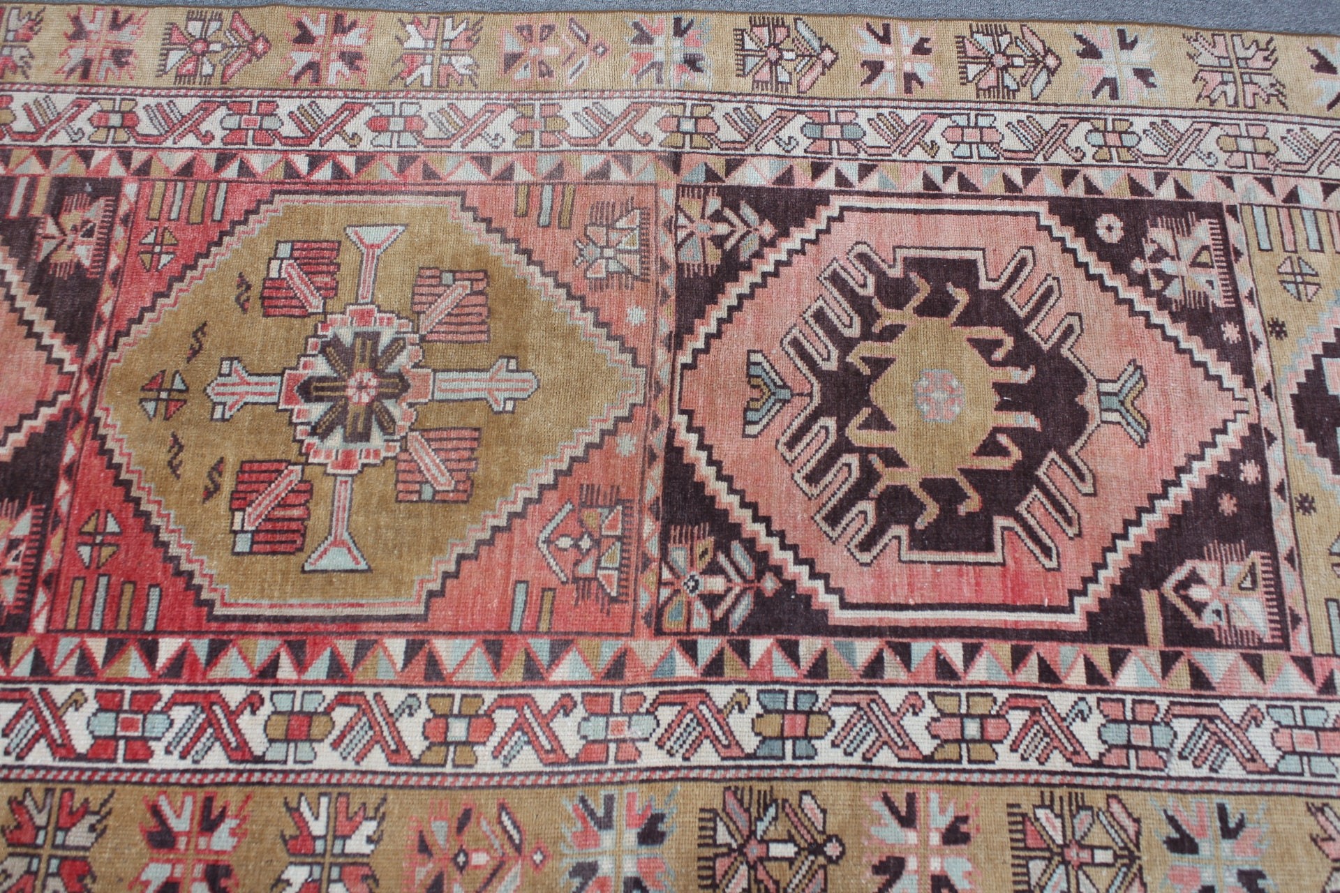 Koridor Halısı, Boho Halısı, Mutfak Halıları, Kırmızı Oryantal Halısı, Türk Halısı, Vintage Halısı, Mutfak Halısı, Oushak Halıları, 3,3x12,1 ft Runner Halıları