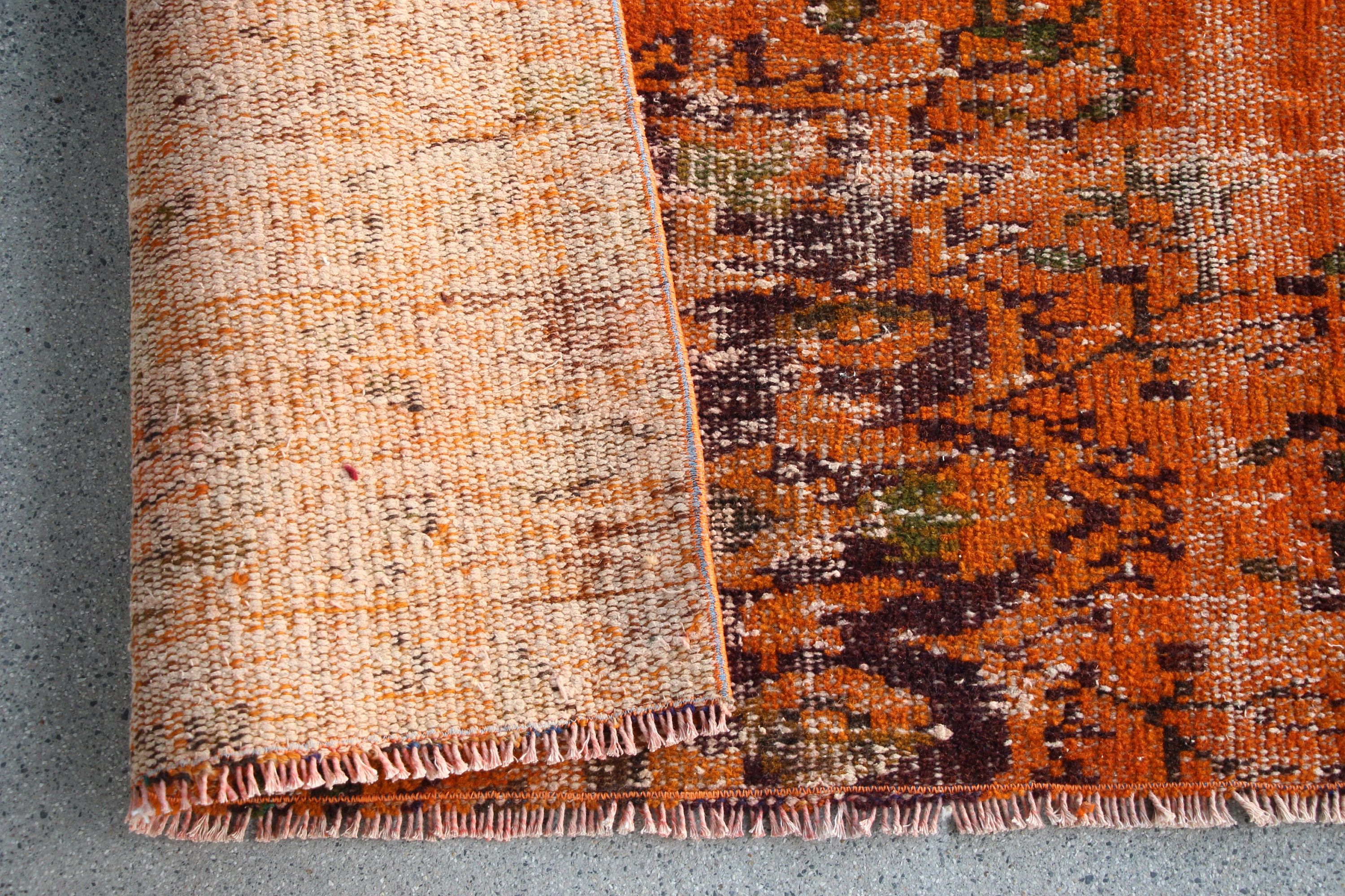 Turkish Rug, Car Mat Rugs, Moroccan Rug, Door Mat Rugs, Bright Rug, Bedroom Rugs, Orange Oriental Rugs, Vintage Rugs, 3.1x4.5 ft Small Rug