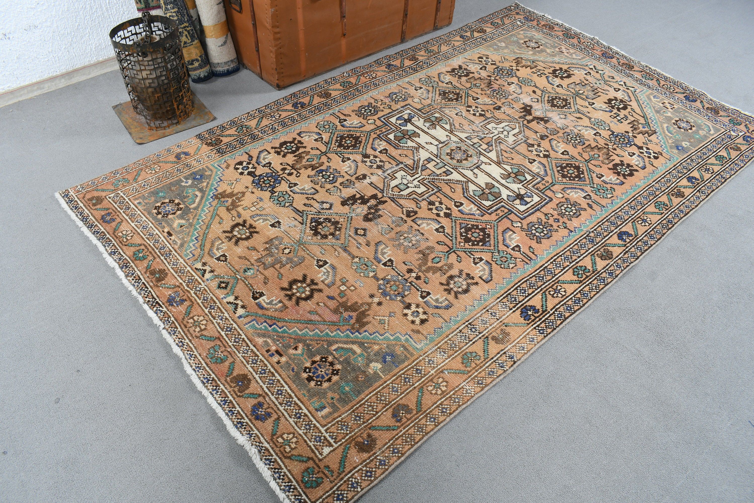 Mutfak Halısı, Mutfak Halıları, Vintage Halılar, 4,5x7,5 ft Alan Halıları, Çocuk Halısı, Yün Halılar, Kahverengi Boho Halılar, Türk Halısı