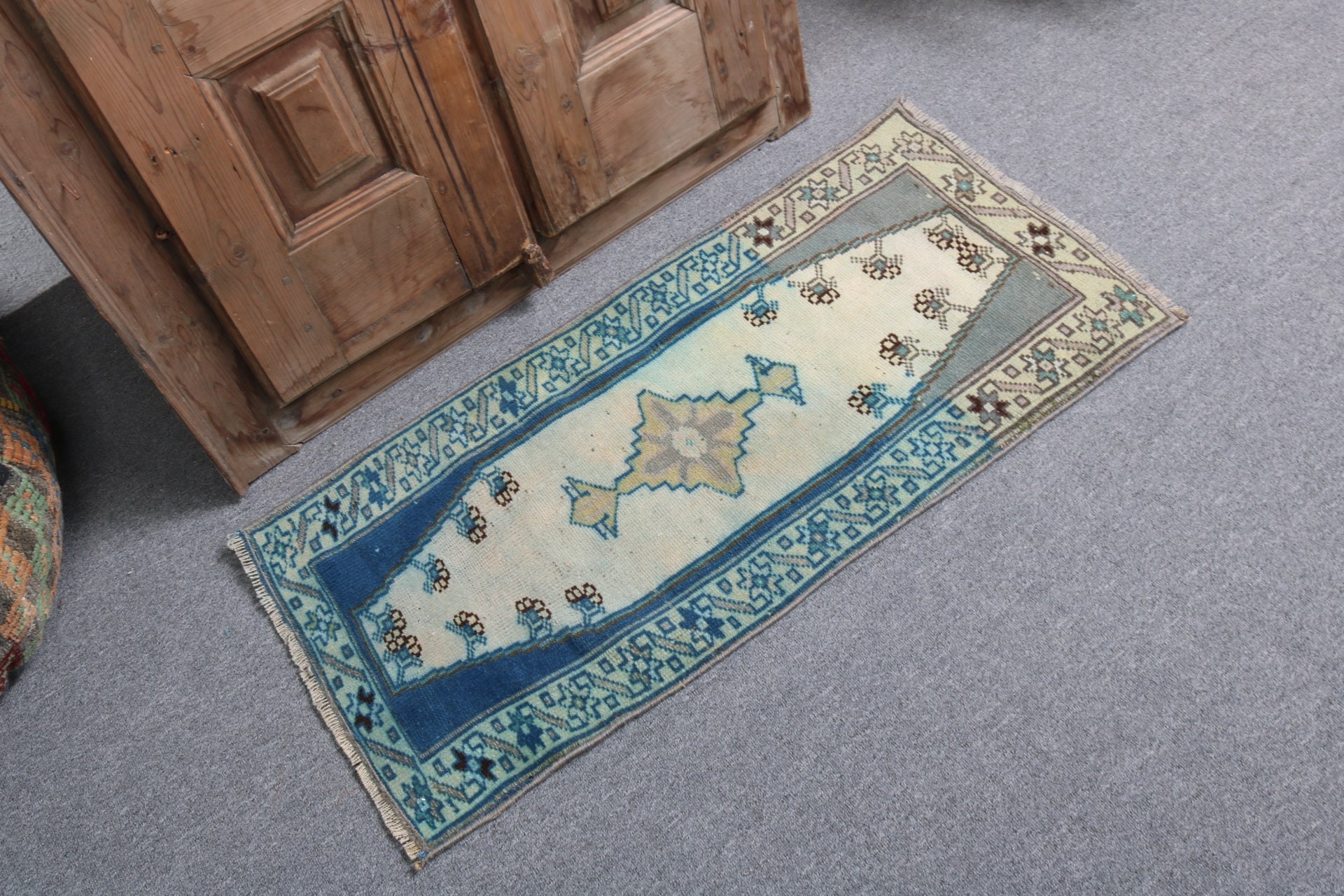 Rugs for Bath, 1.5x3.2 ft Small Rugs, Flatweave Rugs, Oushak Rugs, Car Mat Rug, Green Floor Rug, Door Mat Rugs, Turkish Rugs, Vintage Rugs