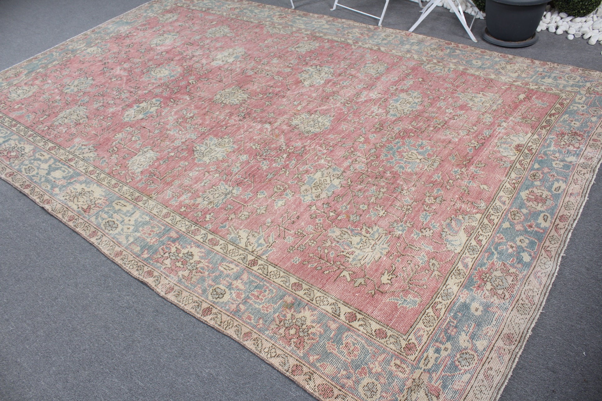 Retro Rug, Vintage Rugs, Home Decor Rug, Turkish Rug, Dining Room Rugs, Pink Moroccan Rug, Wool Rug, Saloon Rug, 7.2x11.1 ft Oversize Rug