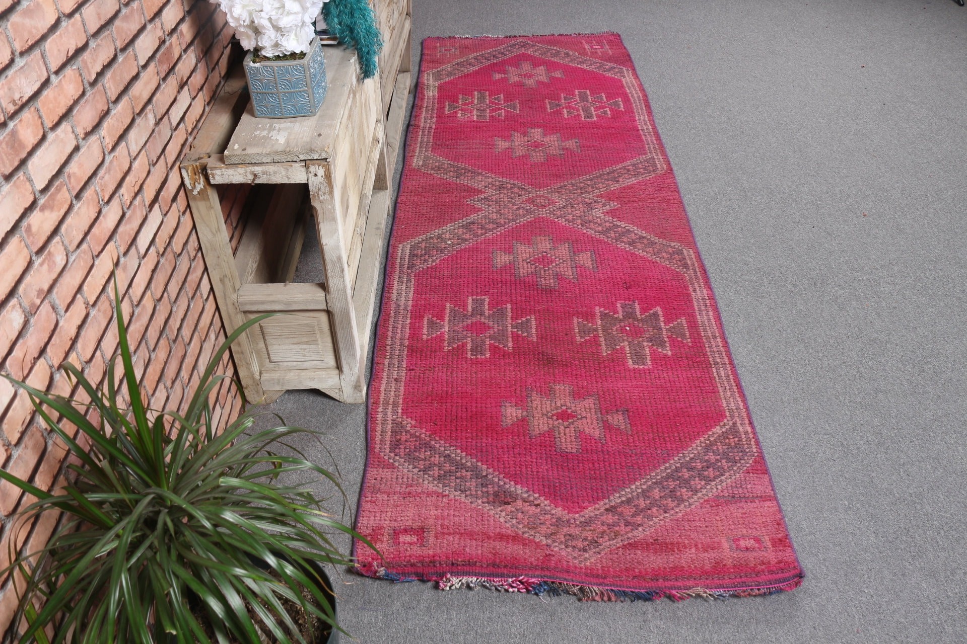 Pink Cool Rug, Vintage Rug, Cool Rug, Rugs for Hallway, Vintage Oushak Rug, Floor Rug, Hallway Rugs, 2.8x8.4 ft Runner Rug, Turkish Rug