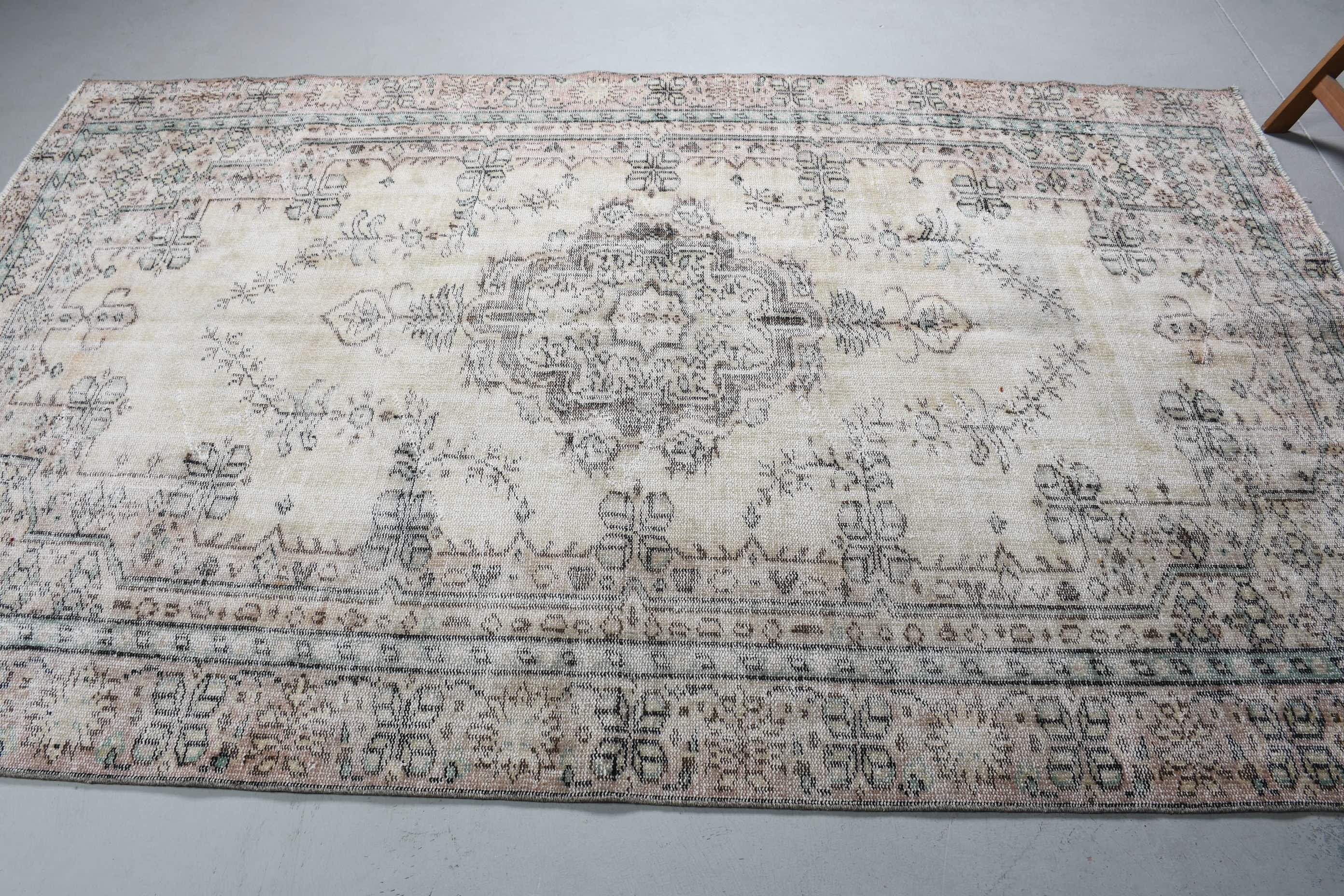 Oryantal Halı, Anadolu Halısı, Türk Halıları, Yemek Odası Halısı, Vintage Halı, Bej Antika Halı, 5.6x8.9 ft Büyük Halı, El Dokuma Halı, Salon Halıları