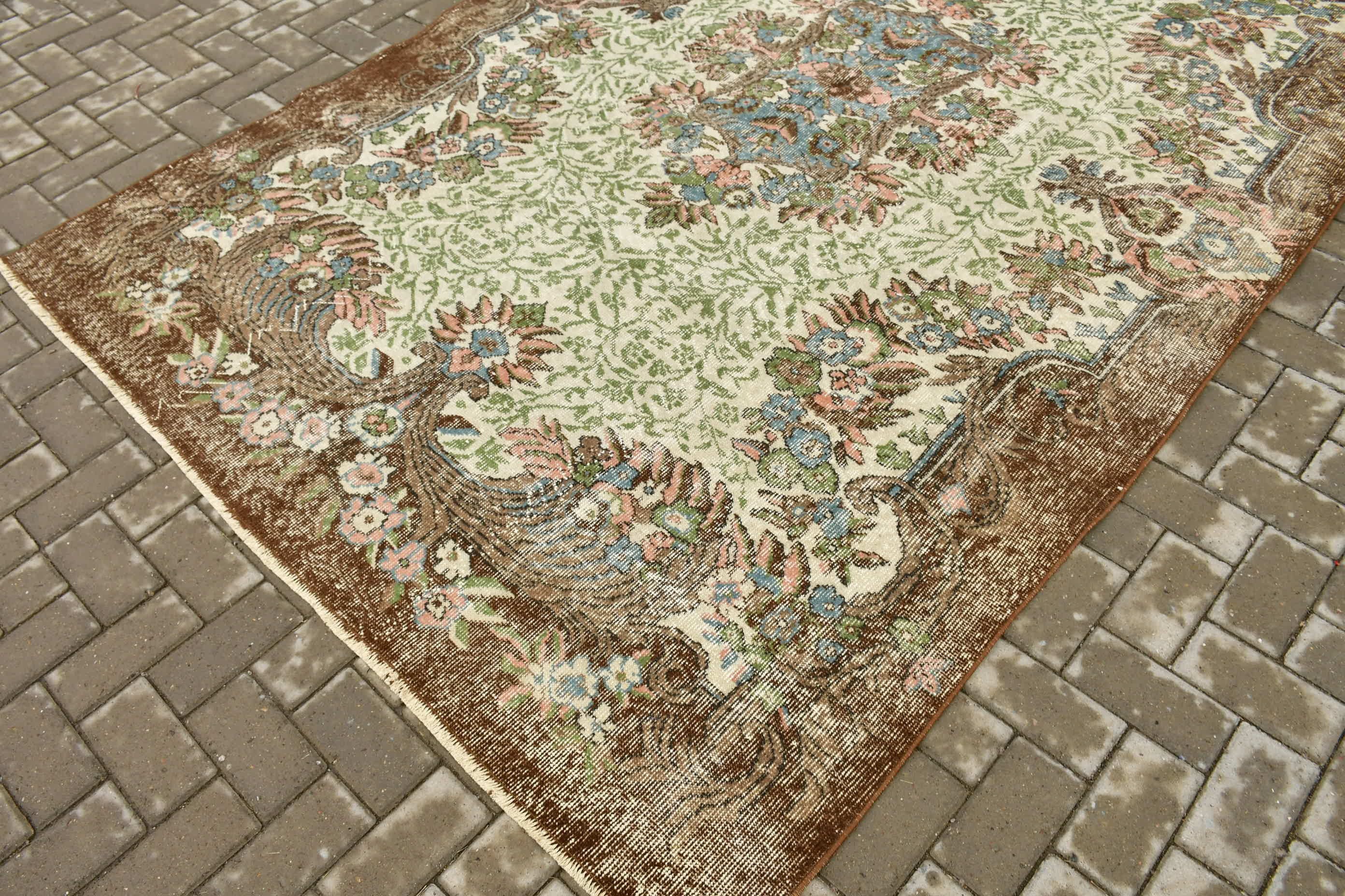 Cute Rug, Beige Cool Rugs, Cool Rug, Turkish Rug, 6.1x9.7 ft Large Rug, Salon Rugs, Living Room Rug, Muted Rug, Vintage Rugs