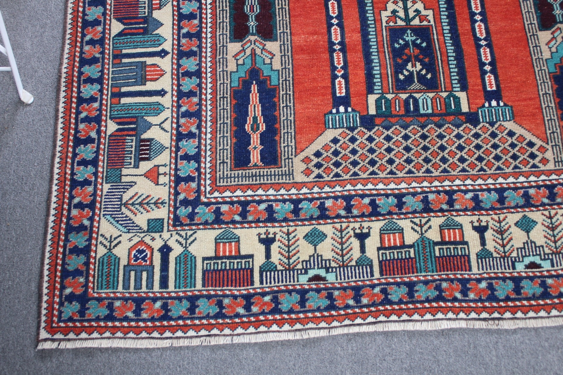 Vintage Halı, Türk Halıları, Anadolu Halısı, Bölge Halıları, Kırmızı Oryantal Halılar, Yün Halılar, Oturma Odası Halısı, 5x7,8 ft Alan Halısı, Eklektik Halı