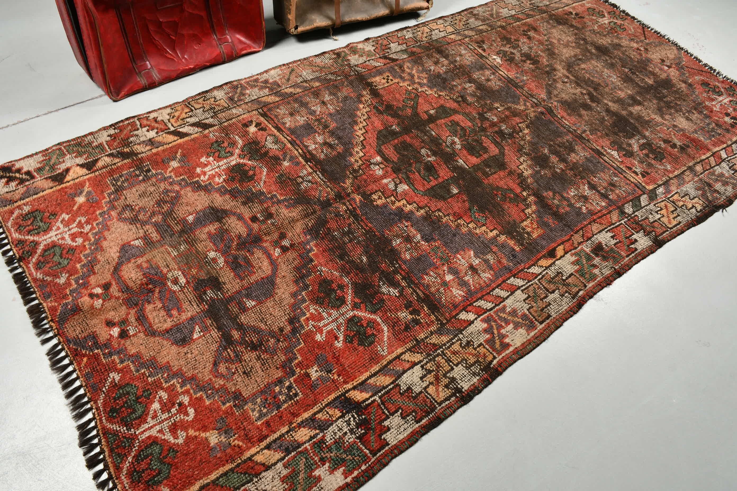 Bedroom Rug, Nomadic Rugs, Red Wool Rug, Turkish Rug, Anatolian Rug, Vintage Rugs, Living Room Rugs, 4.6x9.2 ft Large Rugs, Rugs for Salon