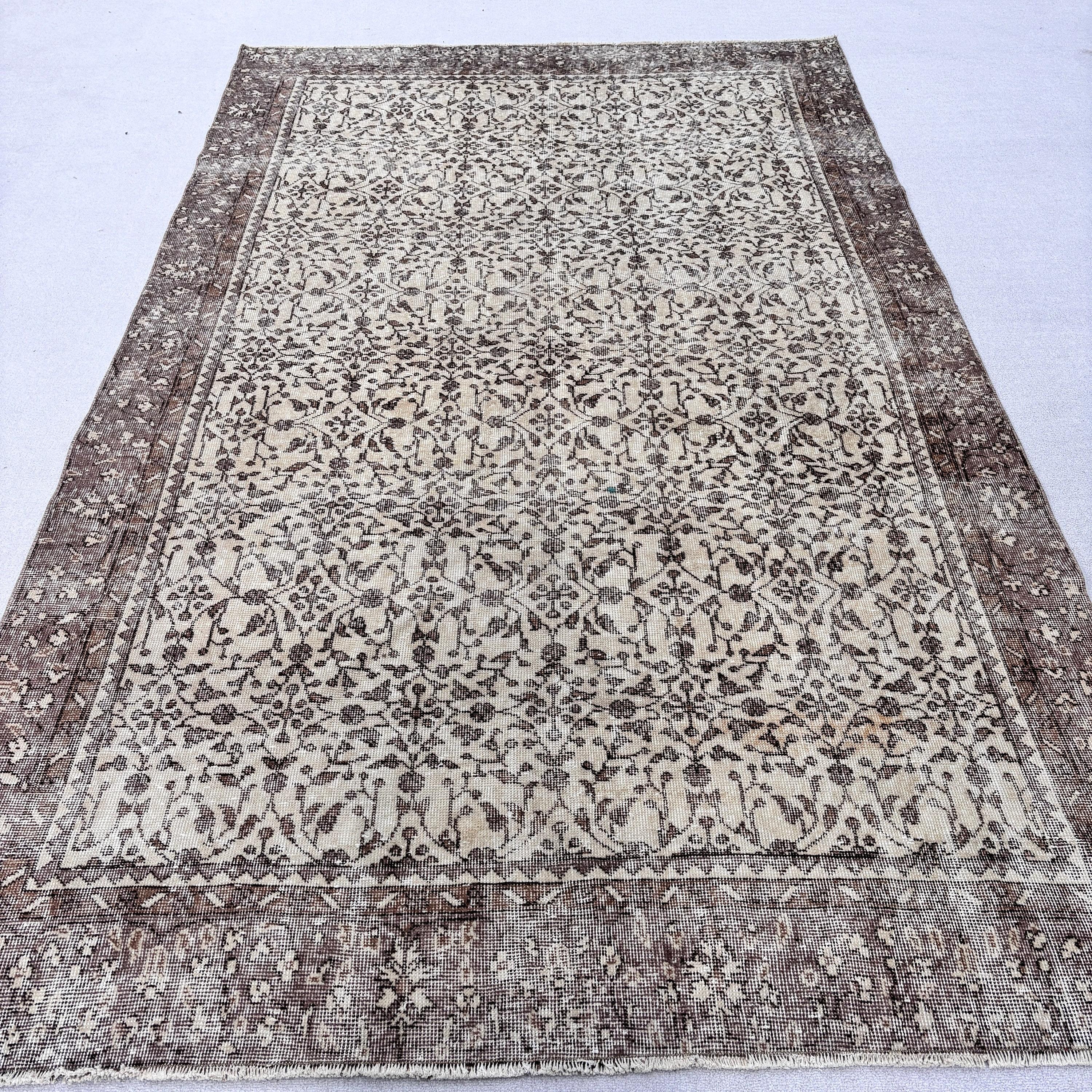 Vintage Rug, Living Room Rug, Beige Oriental Rugs, Aztec Rug, Turkish Rugs, Large Oushak Rug, Anatolian Rugs, Cool Rug, 6x9.7 ft Large Rugs