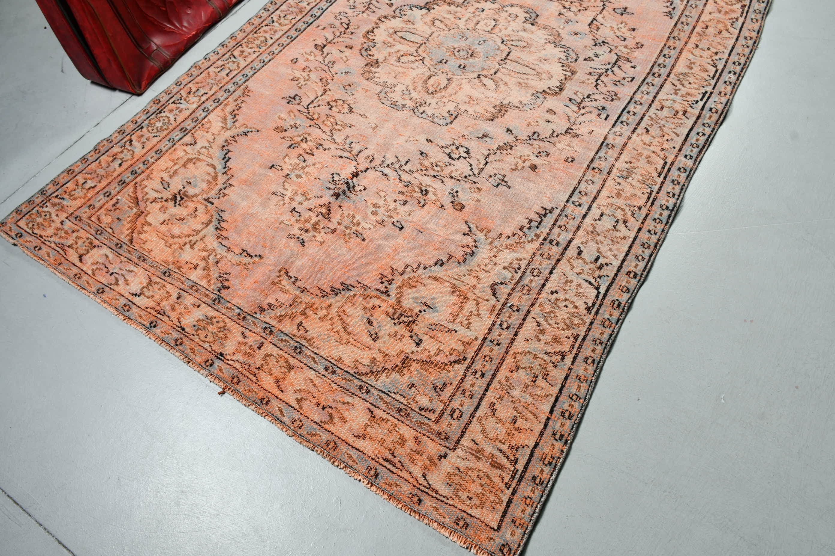 Art Rug, Pink Floor Rug, Kitchen Rug, Vintage Rug, 5.1x8.2 ft Large Rugs, Bedroom Rugs, Turkish Rugs, Dining Room Rug