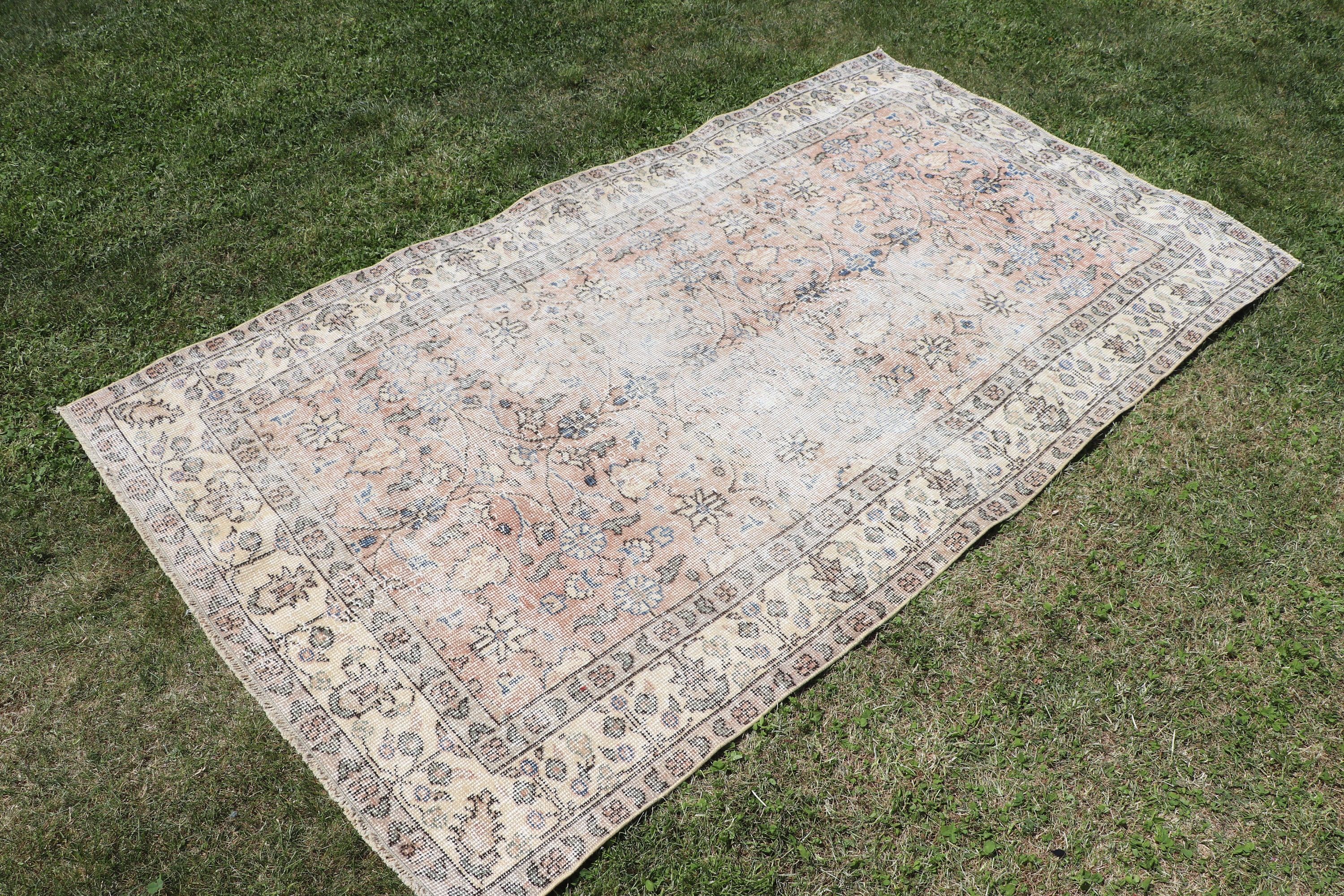 Brown Kitchen Rug, Turkish Rug, Boho Rugs, Vintage Rug, Luxury Rugs, Rugs for Bedroom, 3.6x6.5 ft Accent Rug, Decorative Rugs, Kitchen Rugs