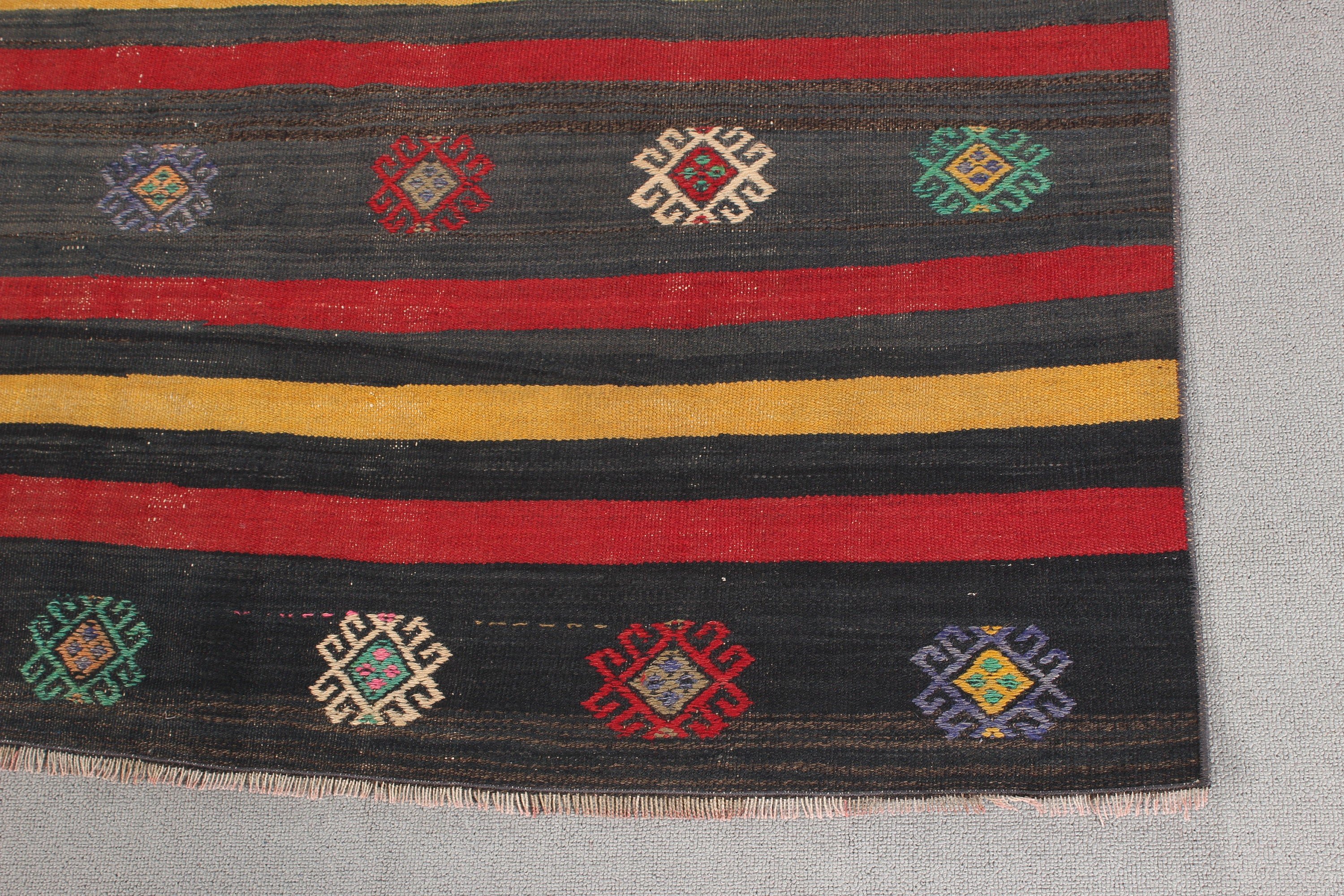 Aztek Halısı, Bildiri Halısı, 4.2x7.6 ft Alan Halısı, Vintage Halılar, Çocuk Halısı, Türk Halıları, Sarı Geometrik Halı, Yün Halı, Kilim, Yatak Odası Halıları