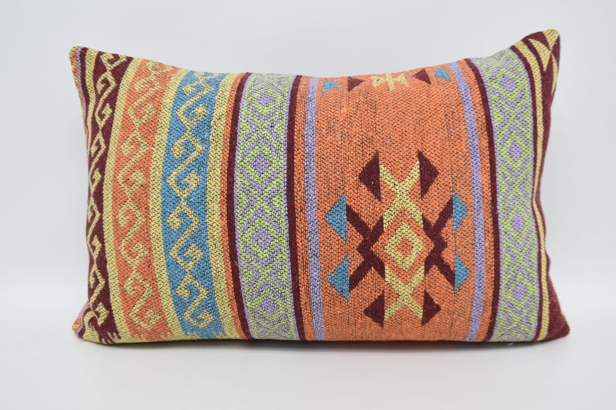 Home Decor Pillow, Vintage Kilim Pillow Cushion Cover, Pillow for Couch, Turkish Kilim Pillow, 16"x24" Blue Cushion Case