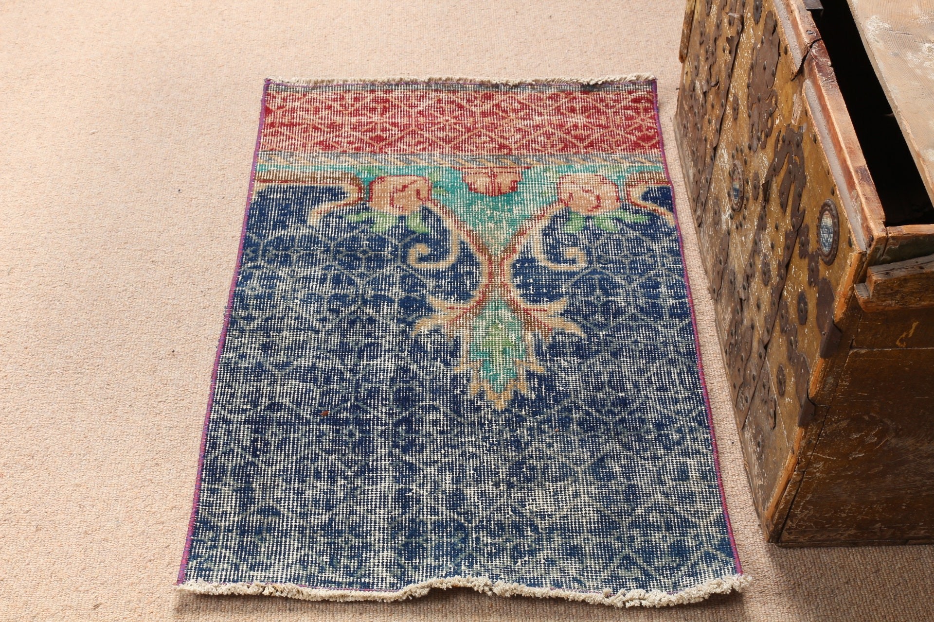 2.1x3.1 ft Small Rugs, Blue Kitchen Rugs, Floor Rugs, Turkish Rug, Rugs for Kitchen, Bathroom Rug, Moroccan Rugs, Outdoor Rug, Vintage Rugs