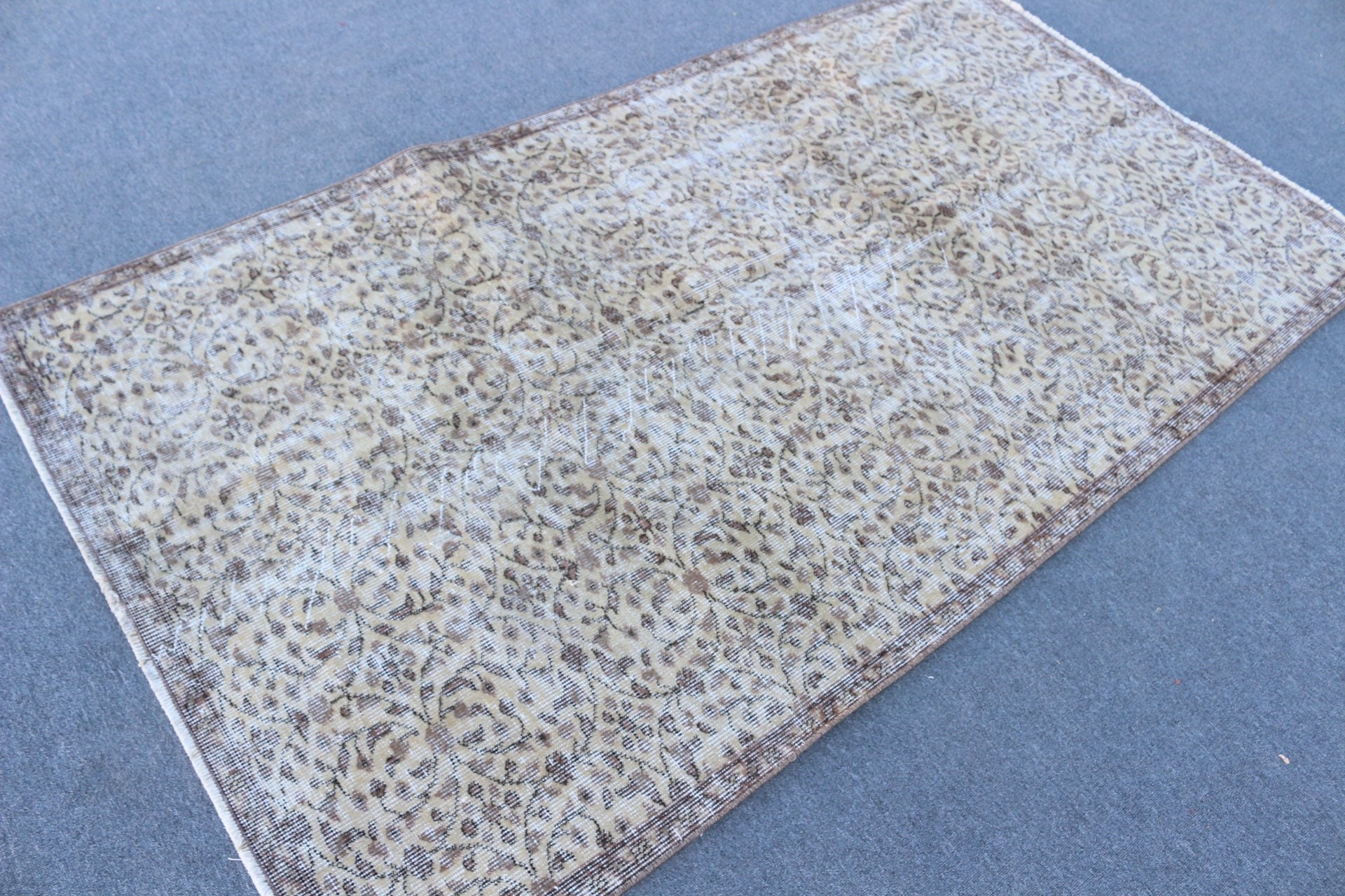 Cute Rug, Floor Rug, Rugs for Living Room, Bedroom Rug, Beige Anatolian Rug, 4x7.3 ft Area Rug, Vintage Rugs, Kitchen Rugs, Turkish Rug