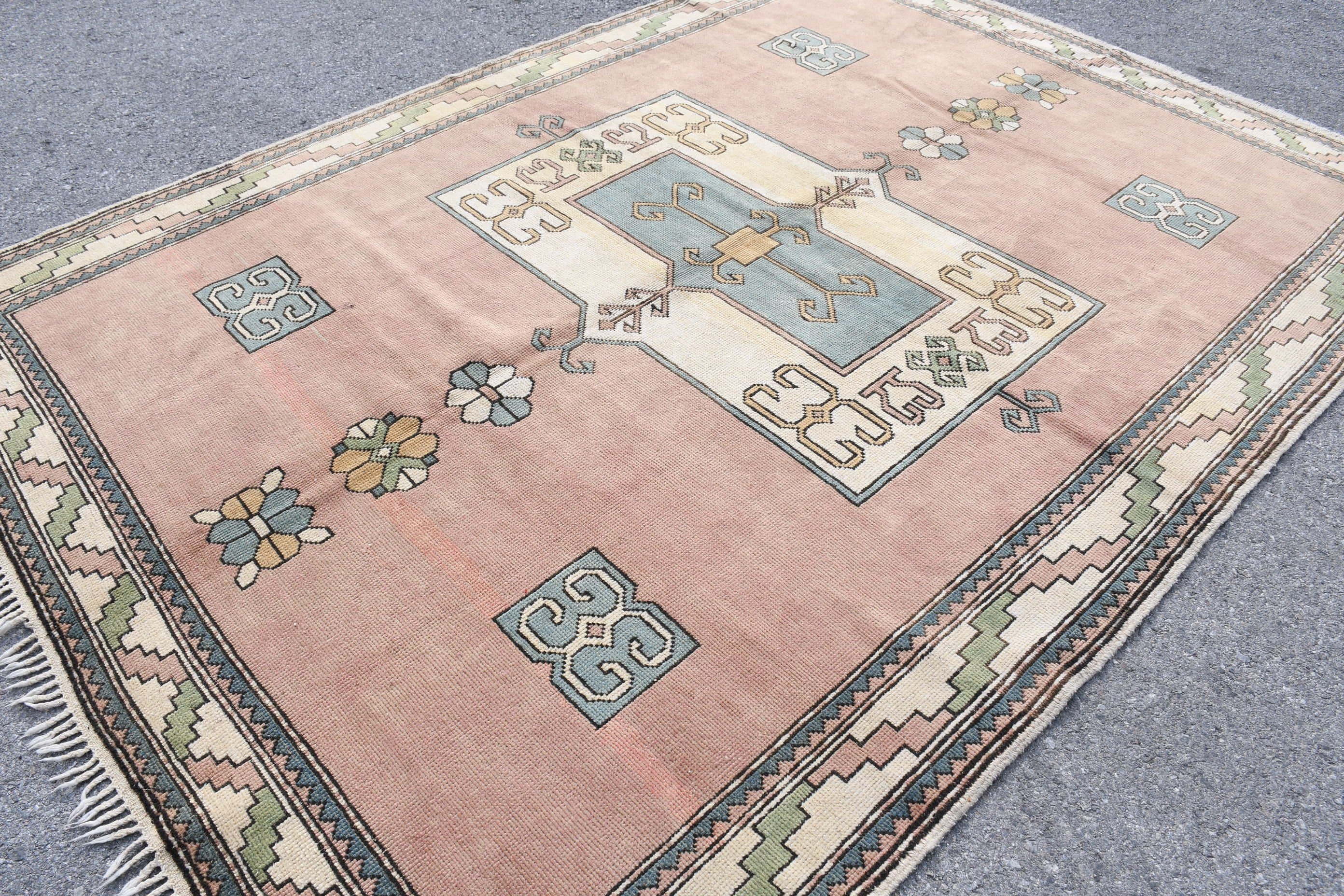 Turkish Rug, Oriental Rugs, Custom Rug, Bedroom Rug, Salon Rugs, 6.9x9.6 ft Large Rug, Vintage Rugs, Pink Bedroom Rugs, Living Room Rug