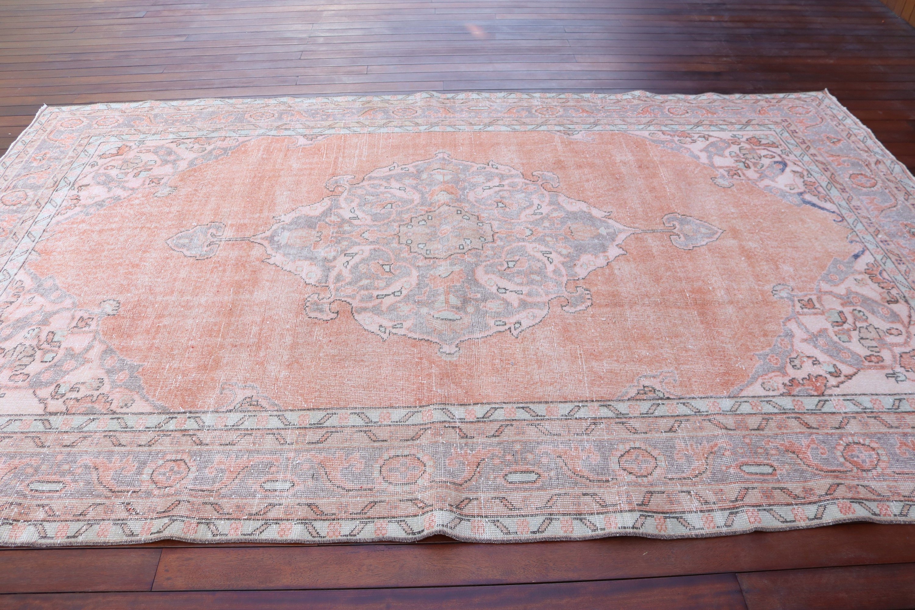 Turkish Rugs, Boho Rug, Large Boho Rugs, Statement Rug, Orange Kitchen Rug, Large Vintage Rugs, 6.5x10.5 ft Large Rugs, Vintage Rugs