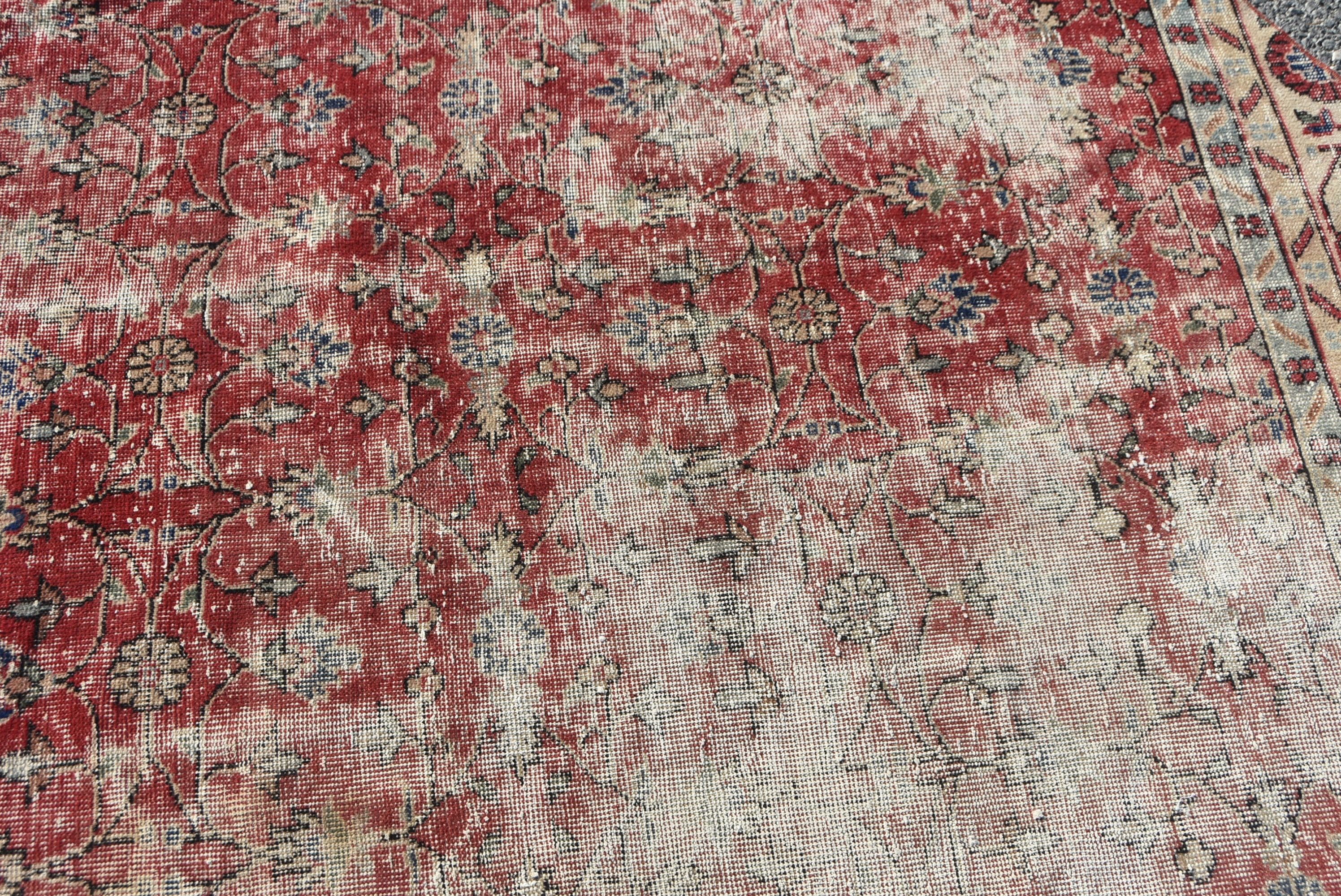 Turkish Rugs, 6.2x6.2 ft Area Rug, Nursery Rug, Old Rugs, Indoor Rug, Red Wool Rug, Rugs for Area, Moroccan Rug, Vintage Rug