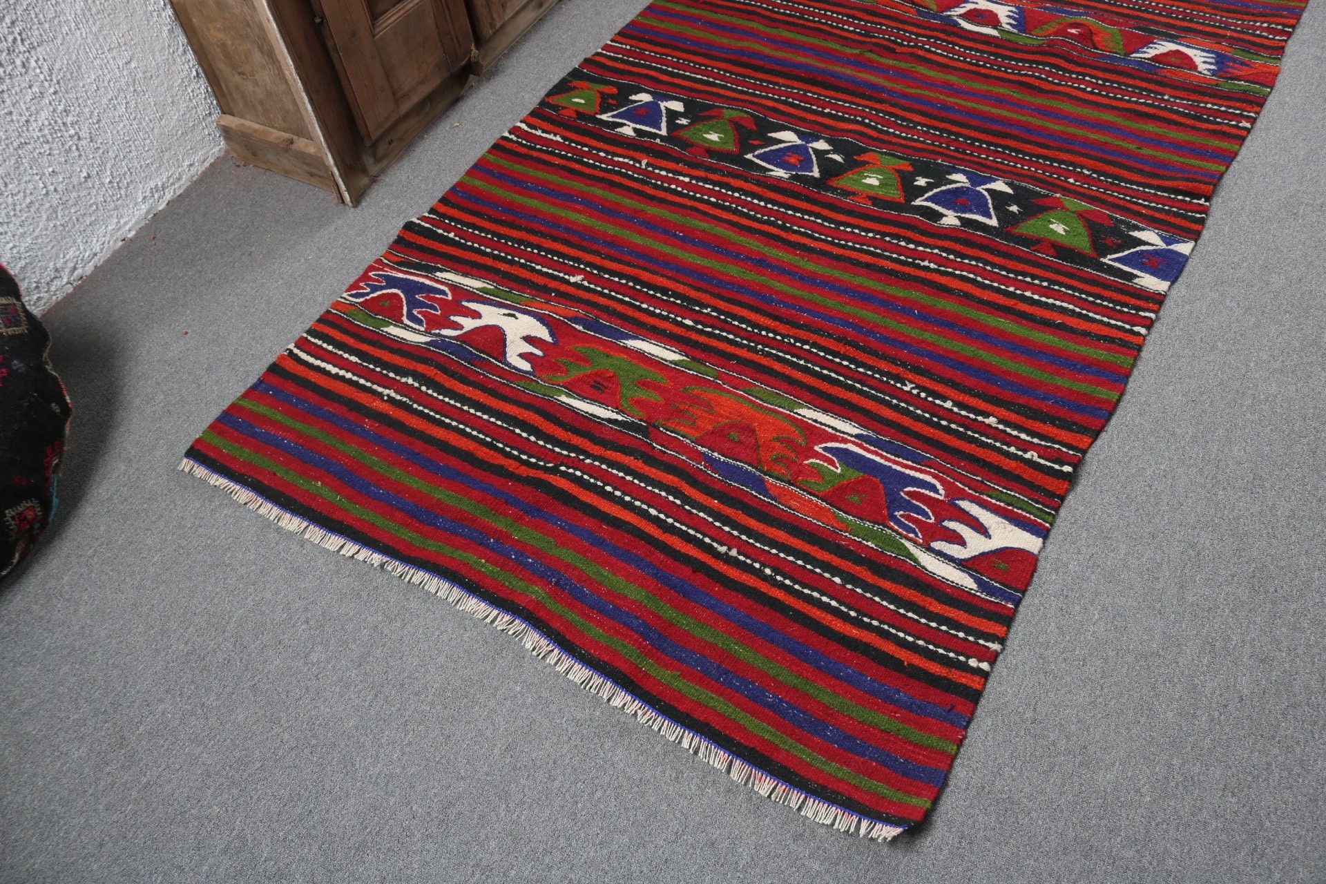 Kırmızı El Dokuma Halı, Oturma Odası Halıları, Türk Halısı, 4.1x8.2 ft Alan Halıları, Kilim, Antika Halı, Lüks Halılar, Vintage Halı, Boho Alan Kilimi