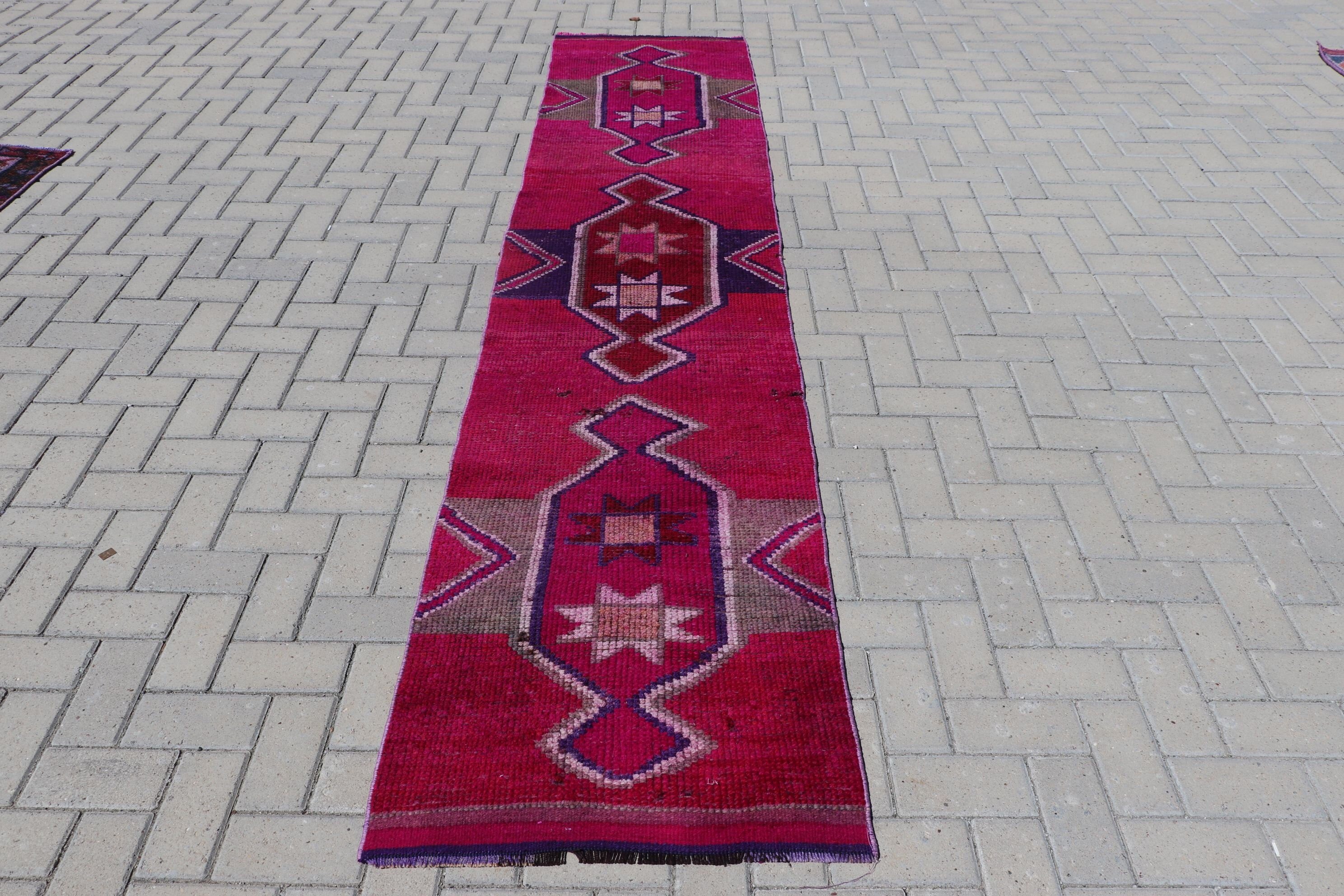 Kitchen Rug, Vintage Rug, Boho Rug, Moroccan Rugs, Old Rugs, Blue Bedroom Rugs, Rugs for Corridor, 2.3x10.8 ft Runner Rug, Turkish Rugs