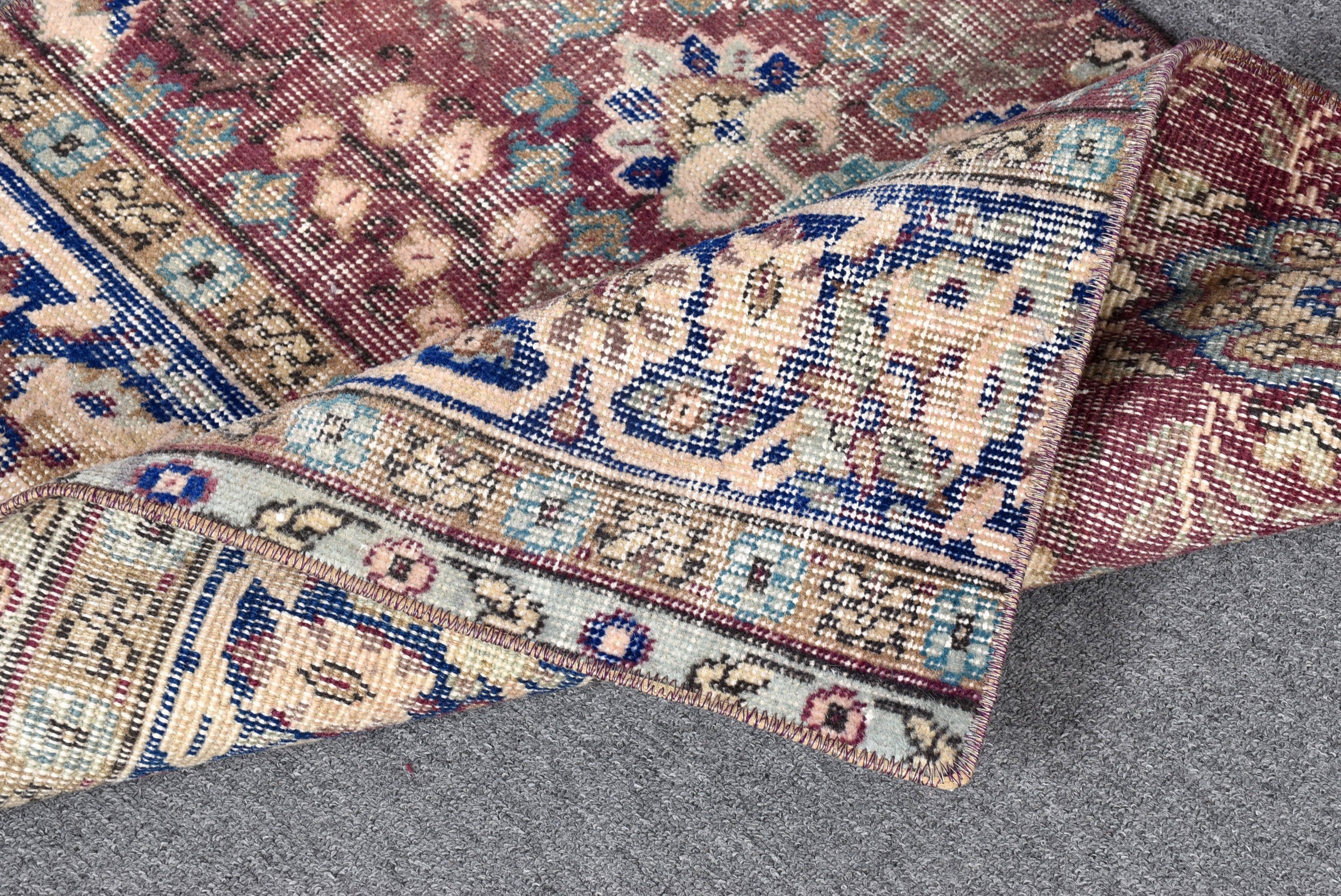 Vintage Rug, Turkish Rug, Kitchen Rugs, Oushak Rug, Flatweave Rug, Purple Oriental Rugs, Exotic Rug, 2.3x2.9 ft Small Rugs, Small Boho Rugs