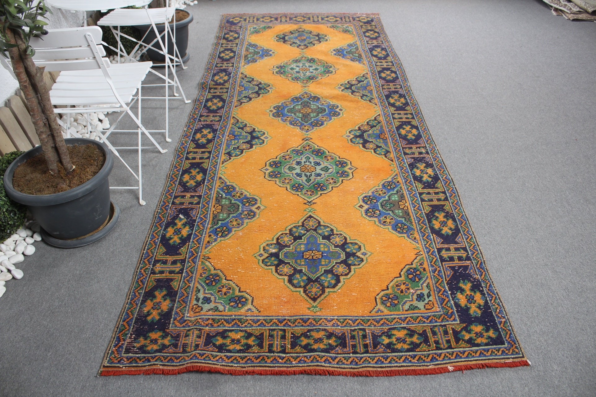 Stair Rugs, Turkish Rug, 4.3x11.3 ft Runner Rugs, Orange Bedroom Rug, Corridor Rug, Oriental Rug, Vintage Rugs, Nomadic Rug