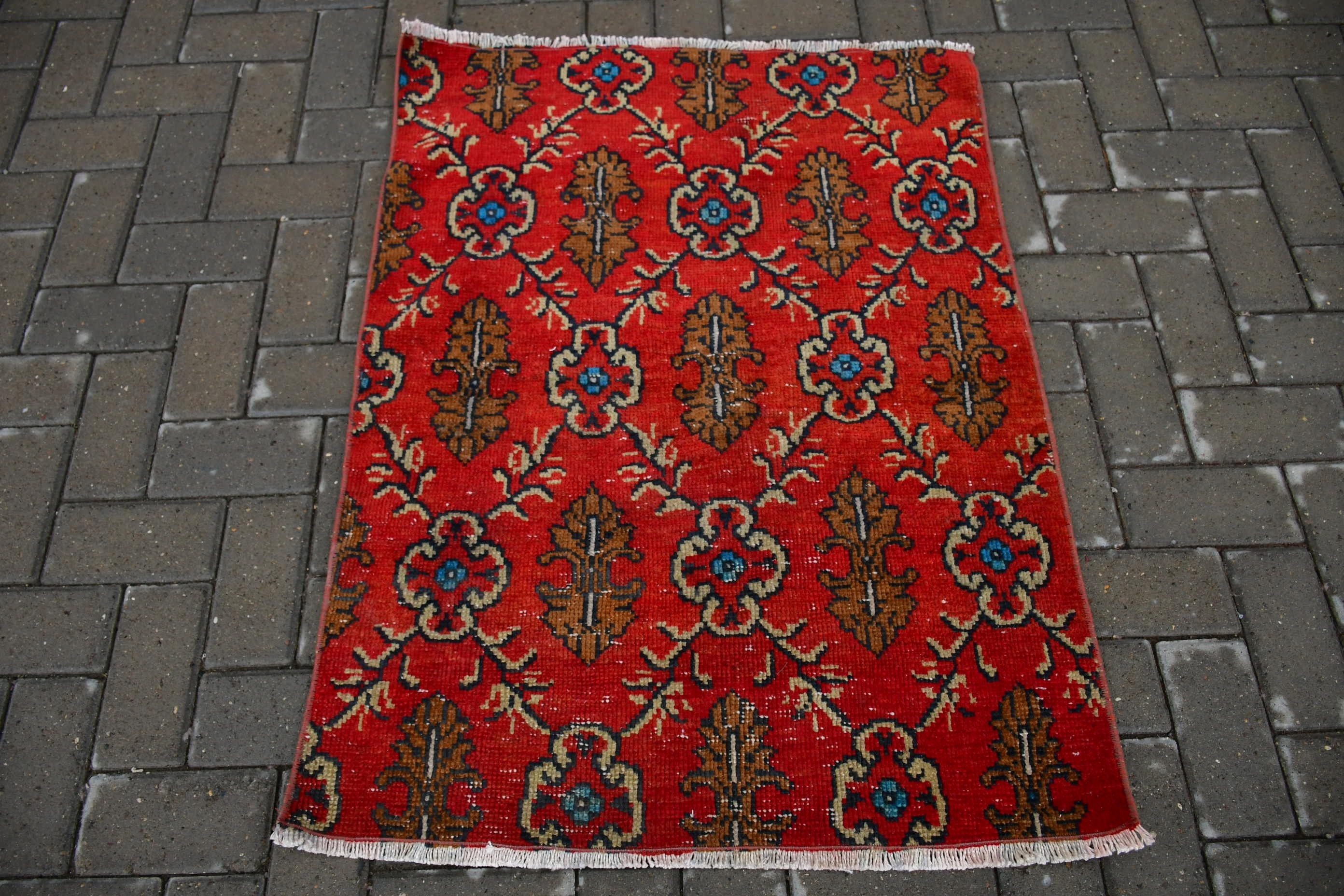 2.7x3.6 ft Small Rug, Red Oriental Rugs, Oriental Rug, Nursery Rugs, Vintage Rug, Entry Rug, Turkish Rugs, Rugs for Door Mat