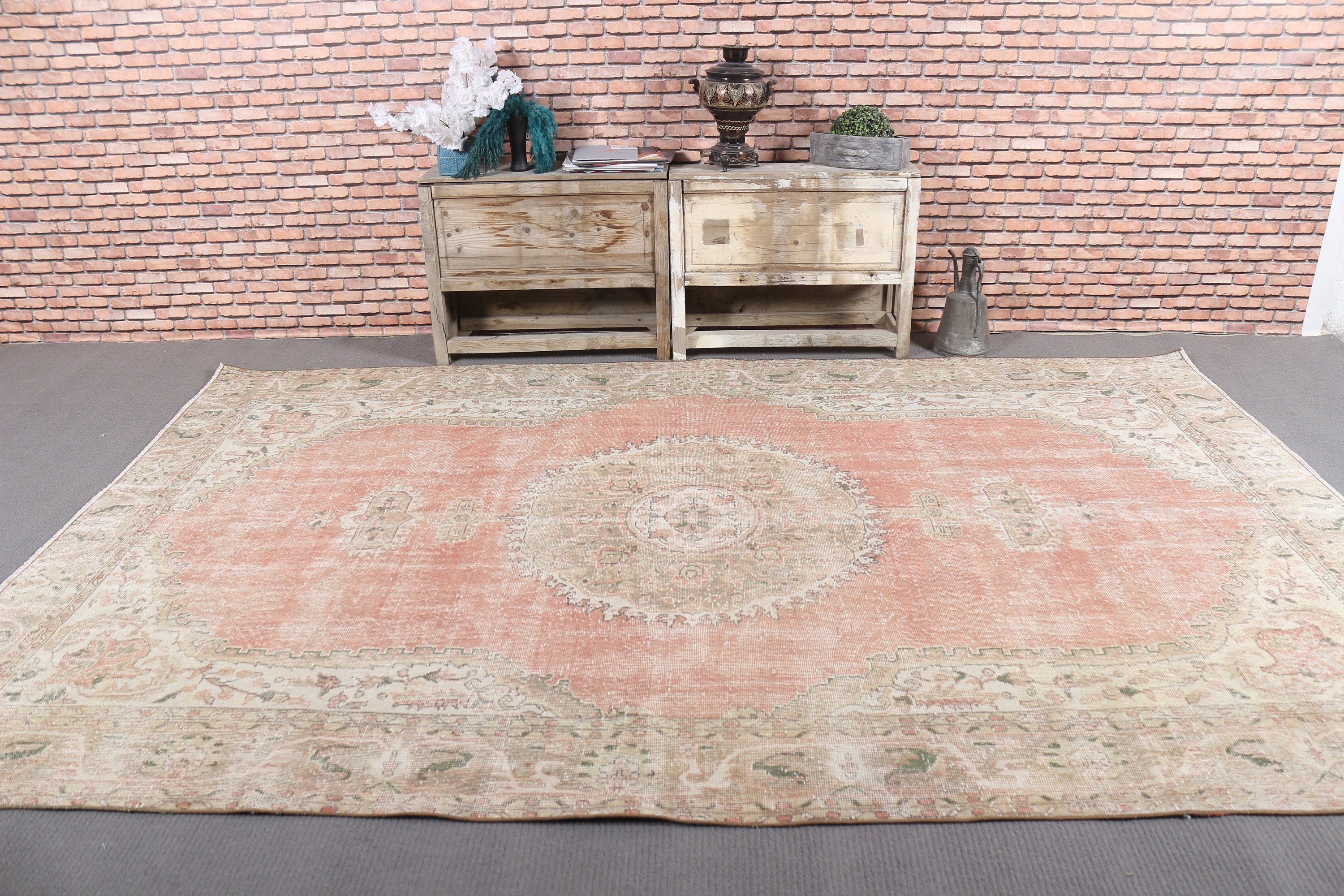 Retro Rug, Red Cool Rug, Cool Rug, Vintage Rugs, 6.7x10.8 ft Oversize Rugs, Floor Rug, Saloon Rug, Salon Rug, Turkish Rugs, Rugs for Saloon