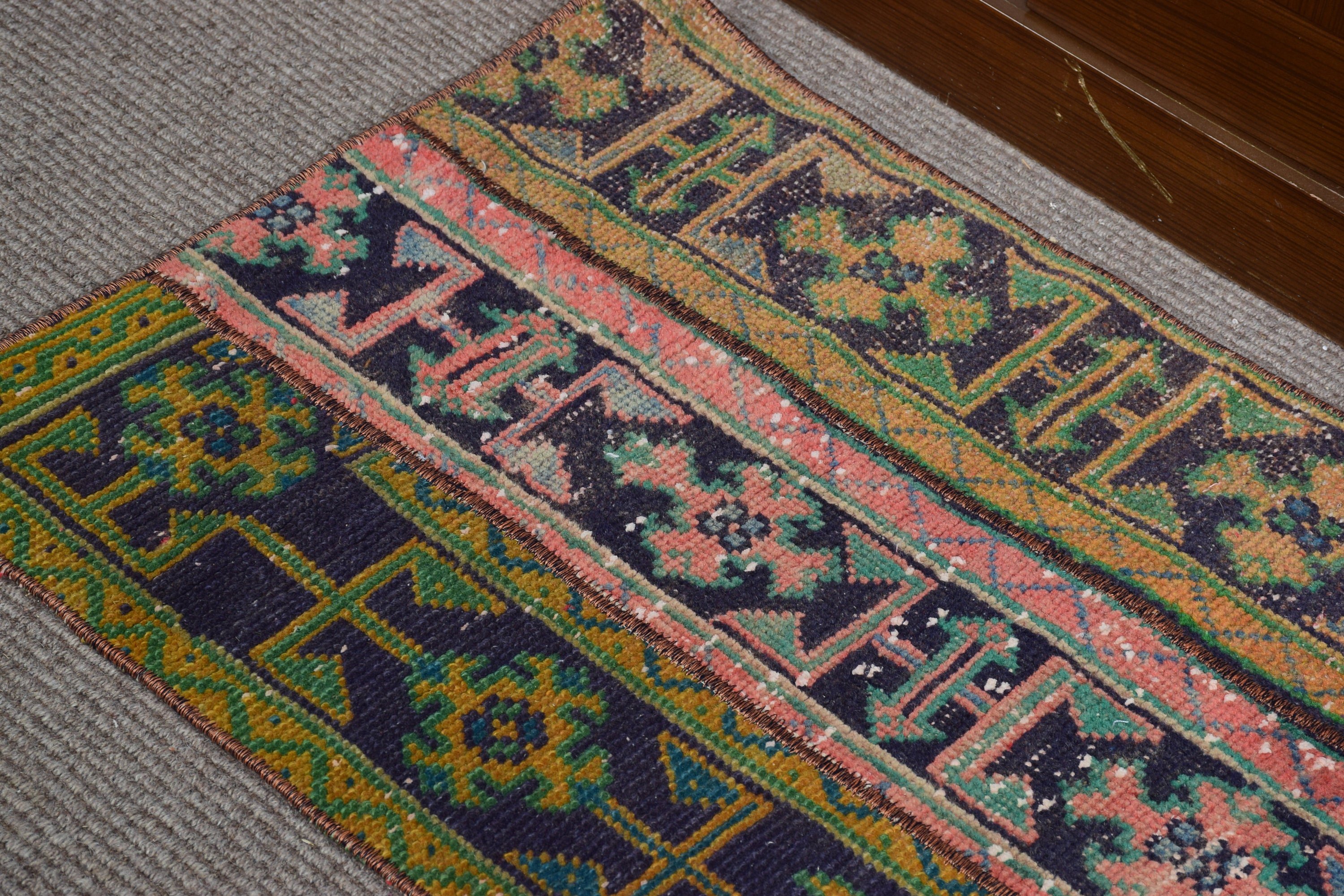 Turkish Rugs, Green Oriental Rug, Vintage Rug, 1.9x2.9 ft Small Rug, Wall Hanging Rug, Kitchen Rug, Floor Rug, Aztec Rug