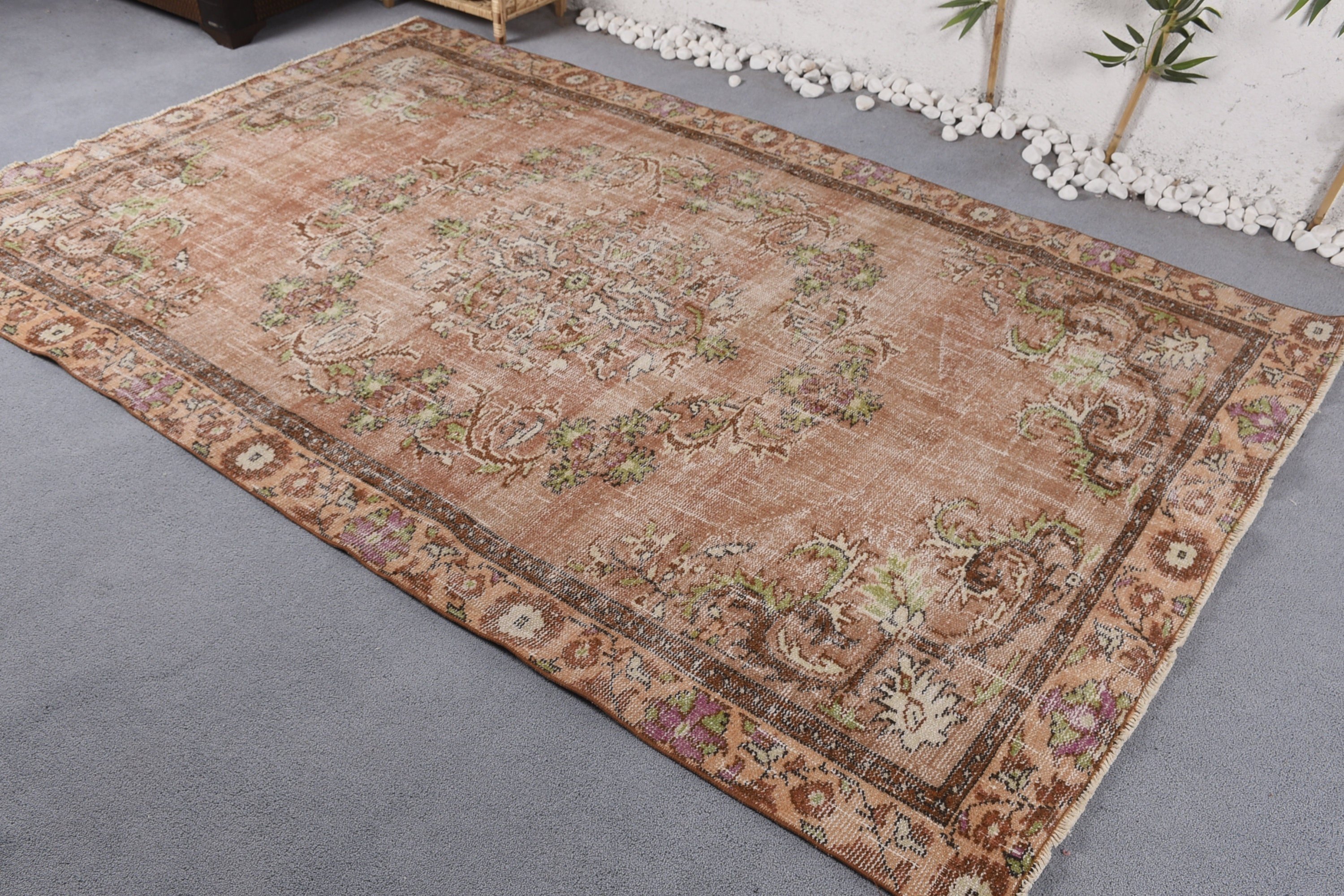 5.4x8.4 ft Large Rugs, Rugs for Salon, Oushak Rug, Turkish Rug, Bedroom Rugs, Oriental Rug, Vintage Rug, Salon Rug, Brown Home Decor Rug