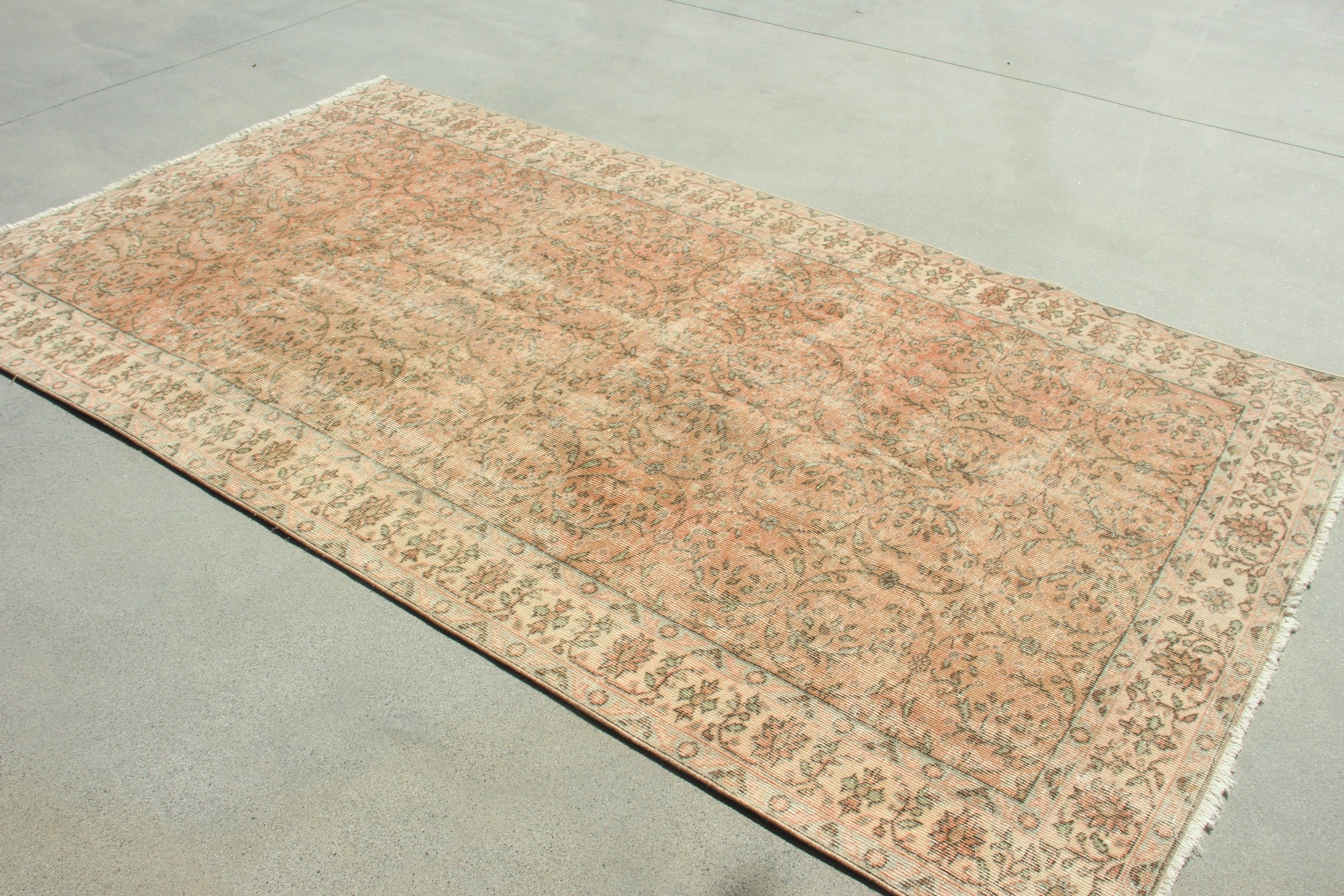 Exotic Rug, Turkish Rugs, Large Boho Rug, 4.9x8.9 ft Large Rug, Floor Rug, Vintage Rugs, Pink Flatweave Rugs, Living Room Rugs, Oushak Rugs