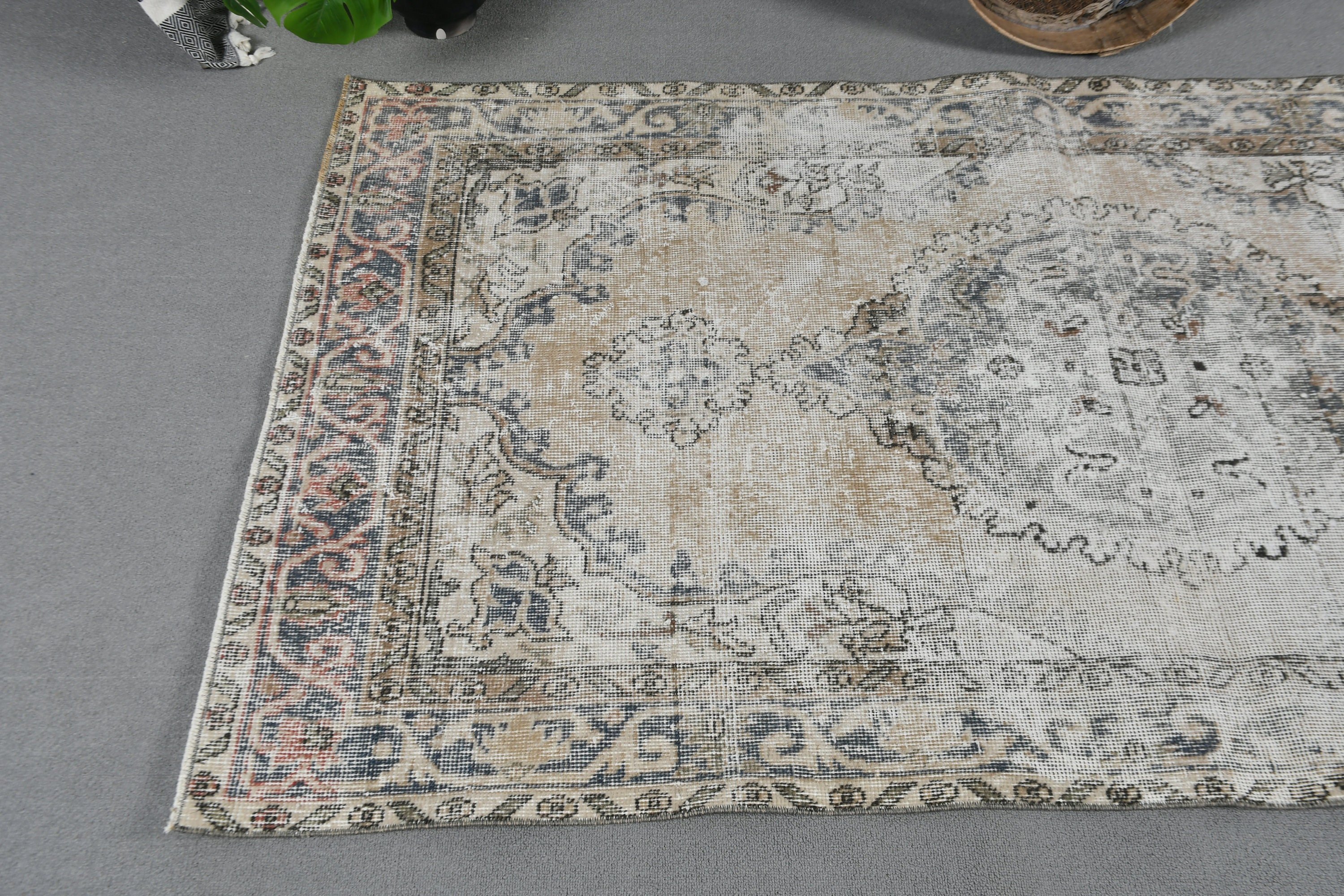 Turkish Rug, Beige Floor Rug, 3.6x6.5 ft Accent Rug, Antique Rug, Vintage Rug, Rugs for Kitchen, Nursery Rug, Cool Rug, Bedroom Rugs